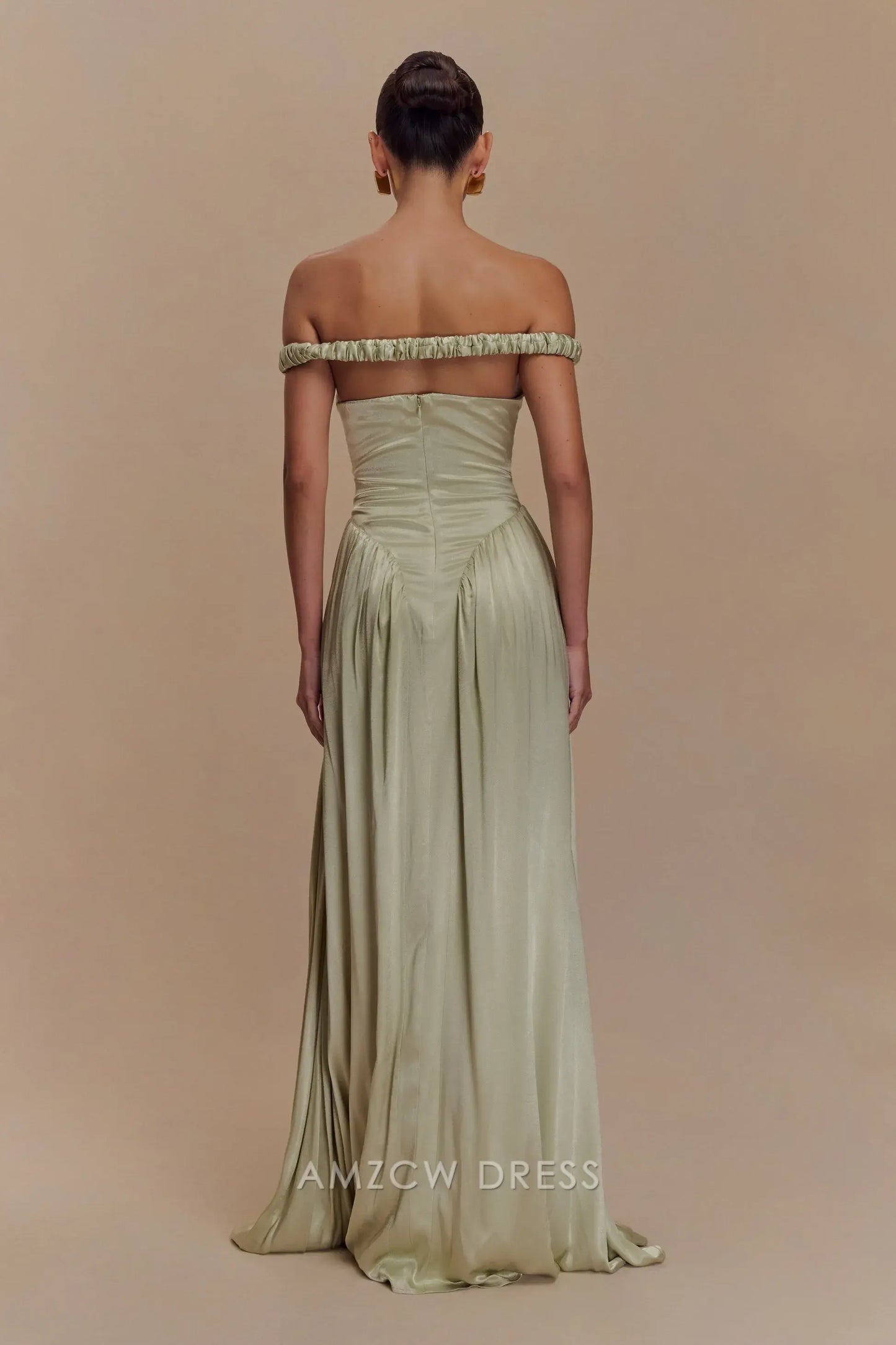 Amzcw Elegant prom clothes Dropped Waist Maxi Dress - Sage Floor Length formal hot sale for women