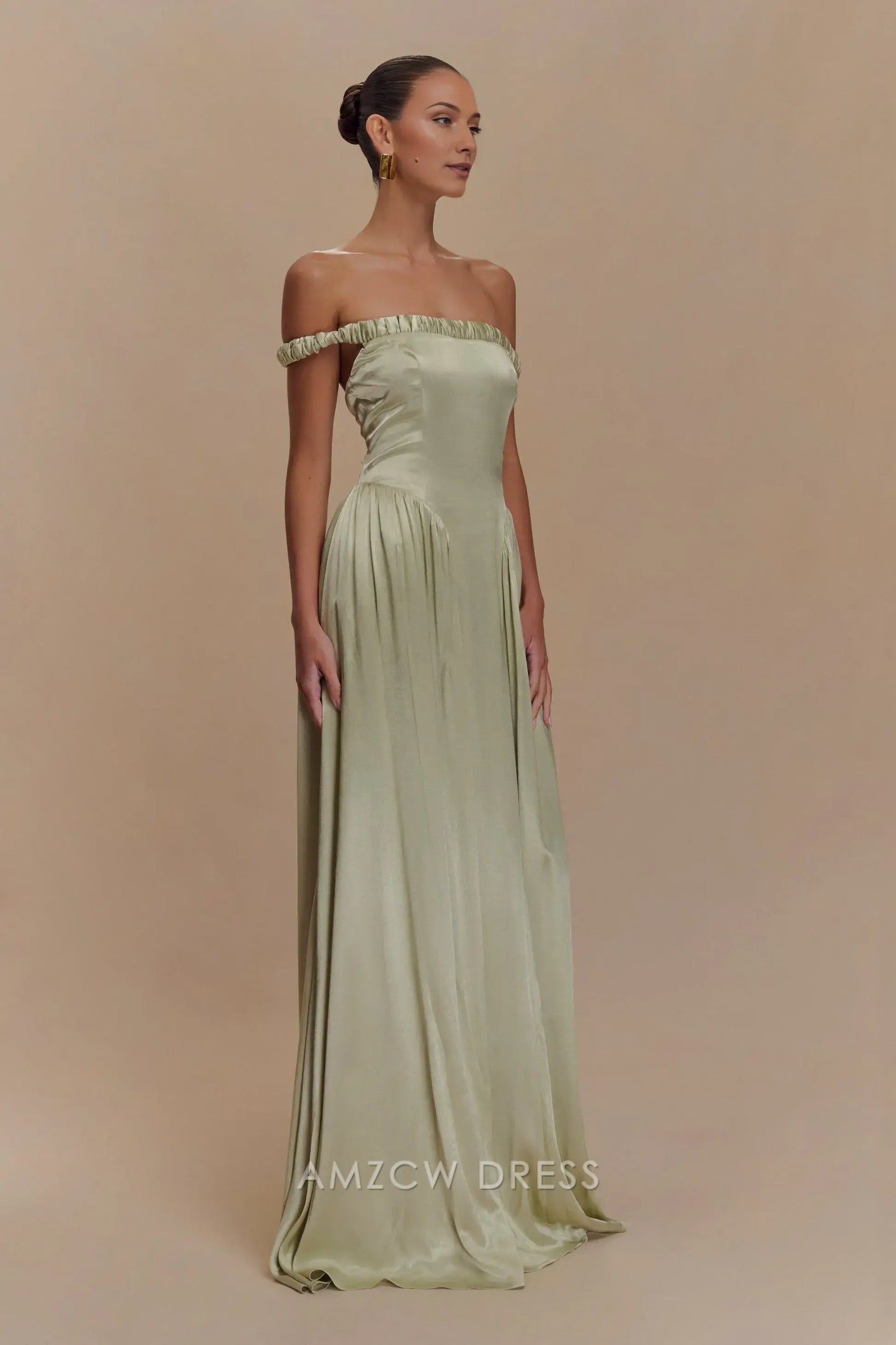 Amzcw Elegant prom clothes Dropped Waist Maxi Dress - Sage Floor Length formal hot sale for women