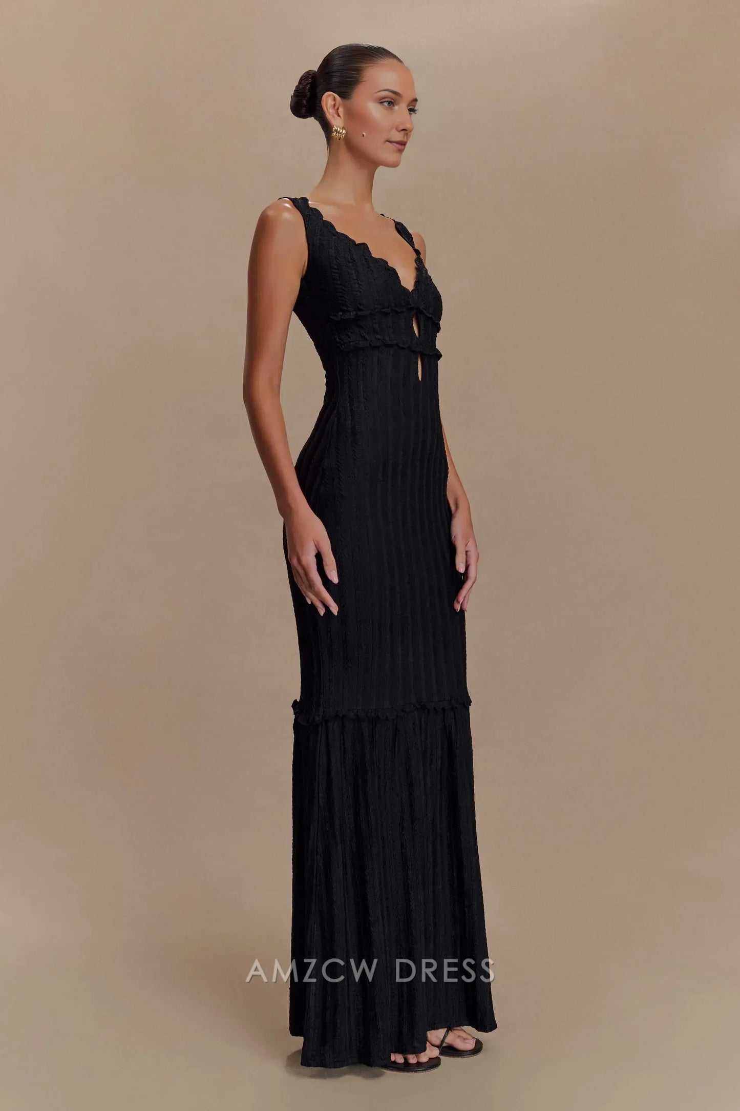 Amzcw Elegant prom clothes Off Shoulder Maxi Dress - Black Floor Length formal hot sale for women