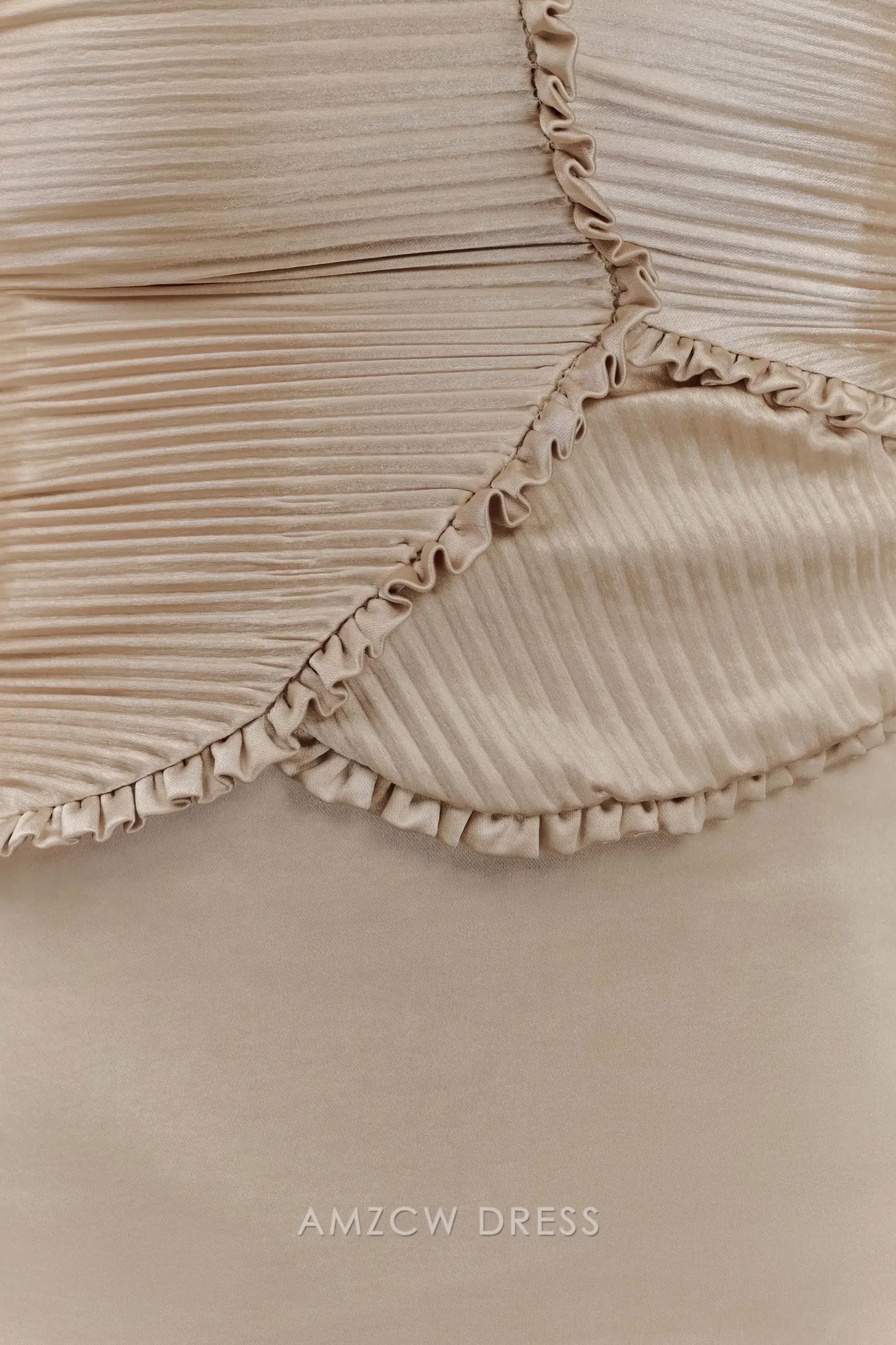 Vestido largo elegante de satén Amzcw para fiesta de graduación, con pétalos fruncidos, largo hasta el suelo, color dorado ruborizado, ideal para mujer.