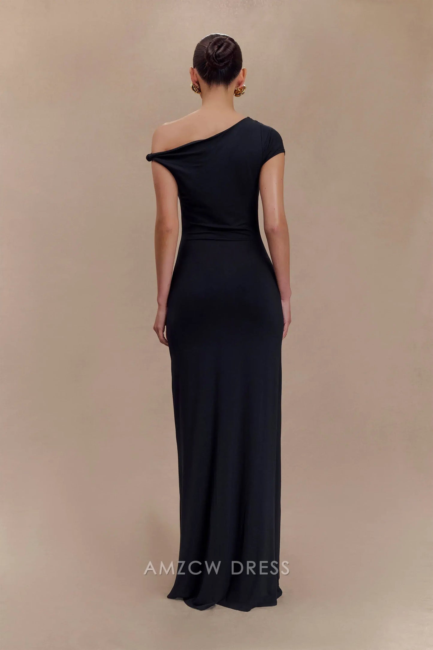 Amzcw Elegant prom clothes Short Sleeve Modal Maxi Dress - Black Floor Length formal hot sale for women