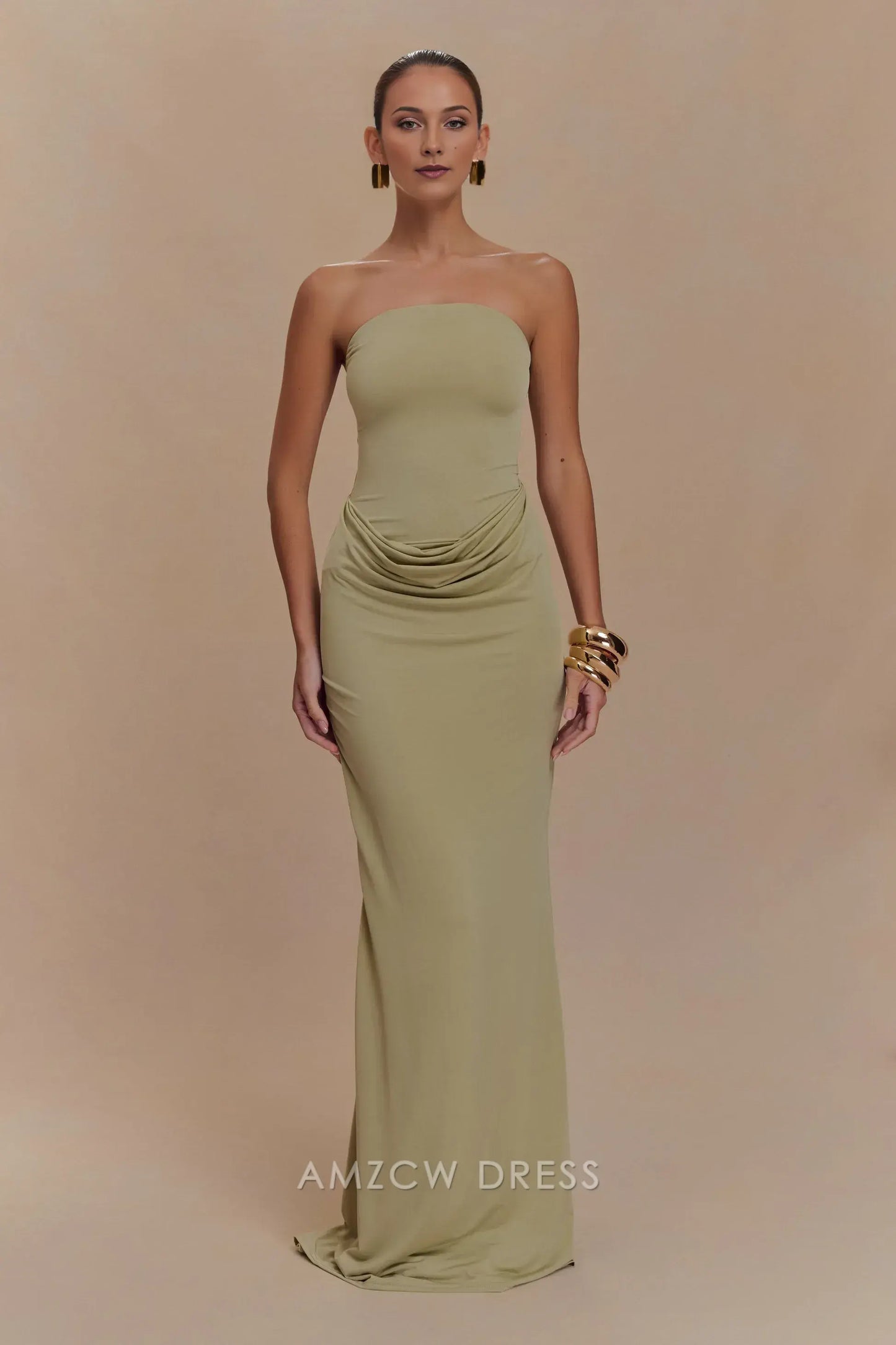 Amzcw Elegant prom clothes Strapless Slinky Maxi Dress - Sage Rose formal hot sale for women