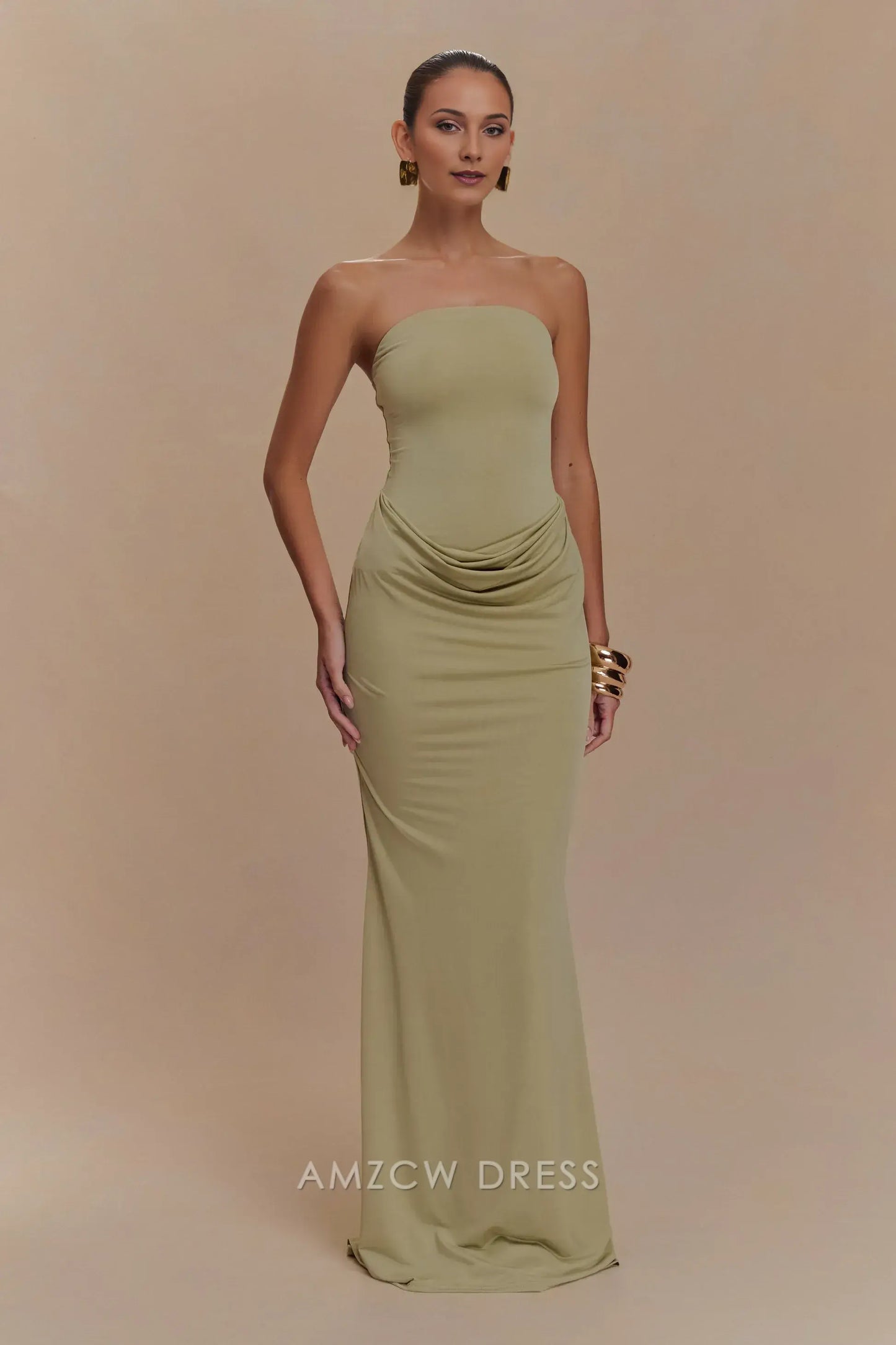 Amzcw Elegant prom clothes Strapless Slinky Maxi Dress - Sage Rose formal hot sale for women