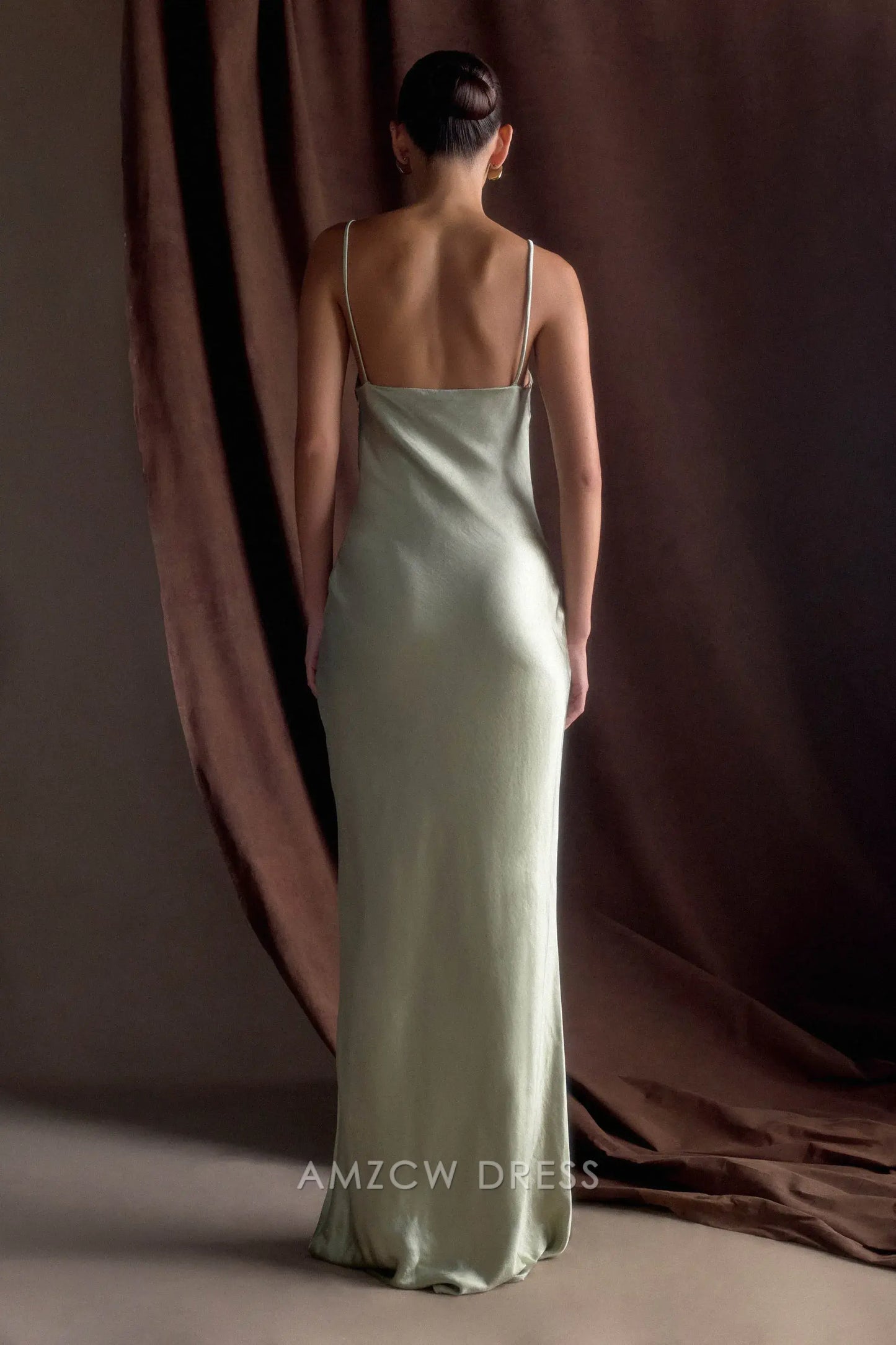 Amzcw Elegant prom clothes Sweetheart Satin Maxi Dress - Sage Floor Length formal hot sale for women