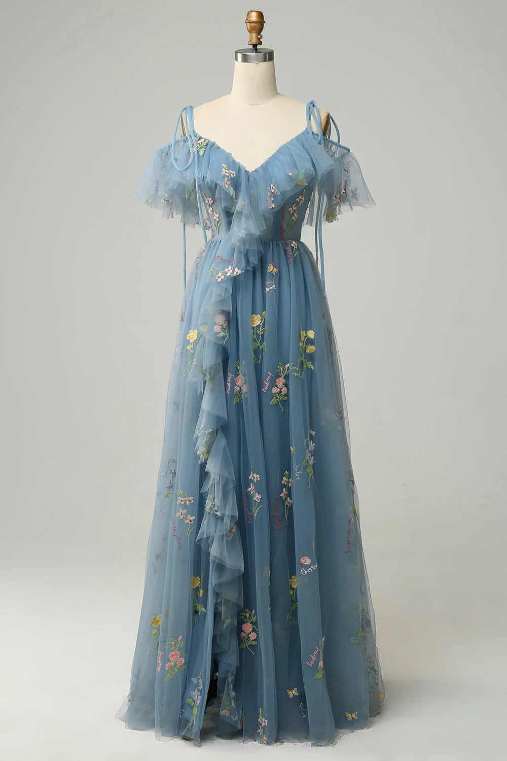 Vestidos de noche de graduación con tirantes finos, escote en V y espalda abierta