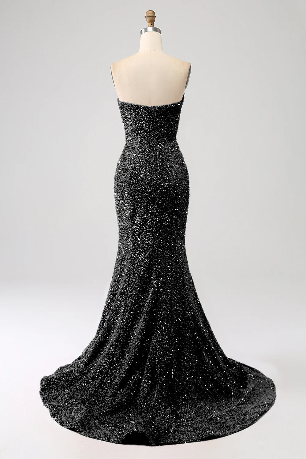 Amzcw Black Mermaid Sweetheart Sweep Train Prom Dress With Sequins prom dresses shops