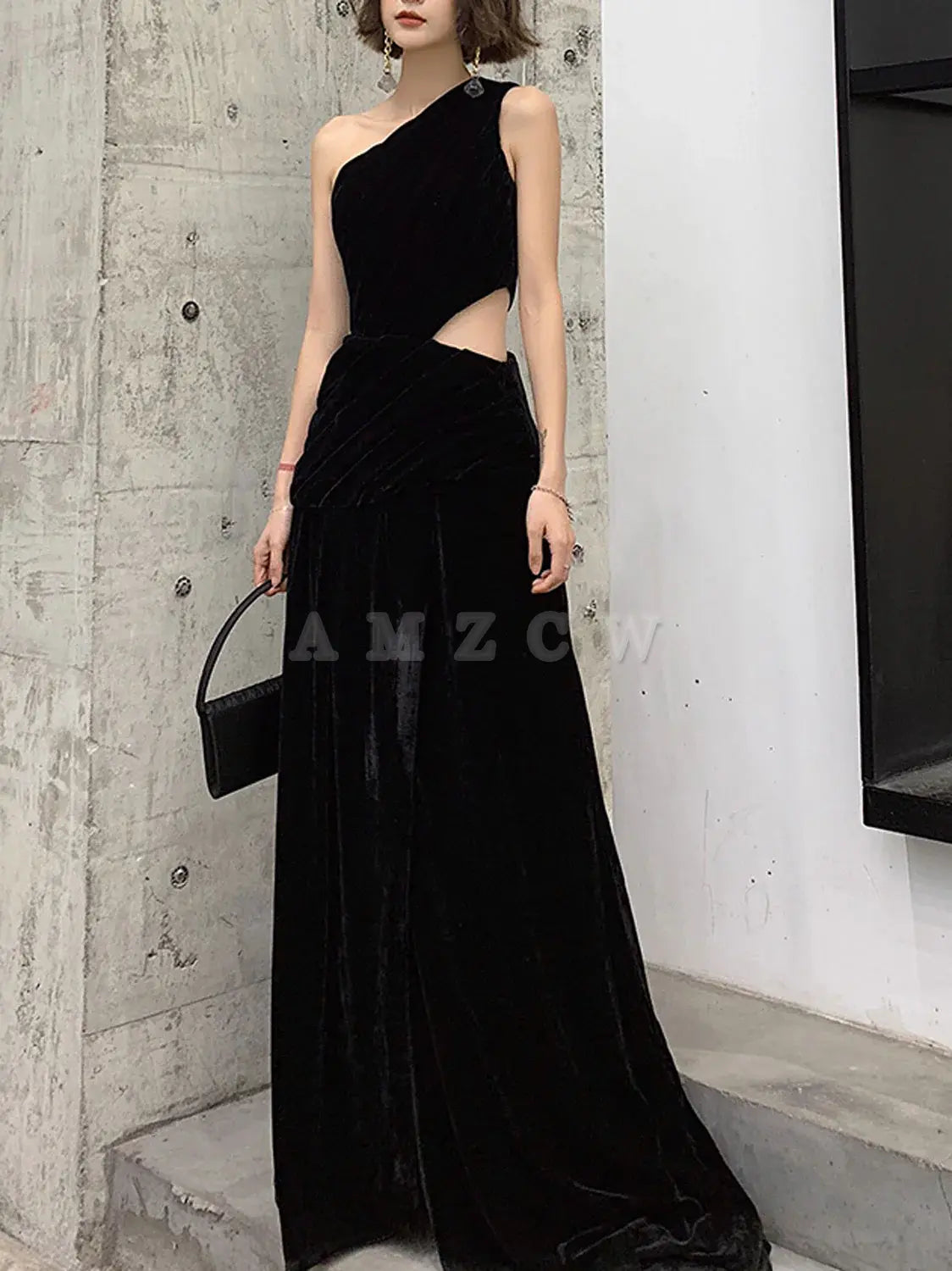 Vestido de fiesta largo de terciopelo negro Amzcw, vestido de noche de terciopelo negro, tiendas de vestidos de fiesta