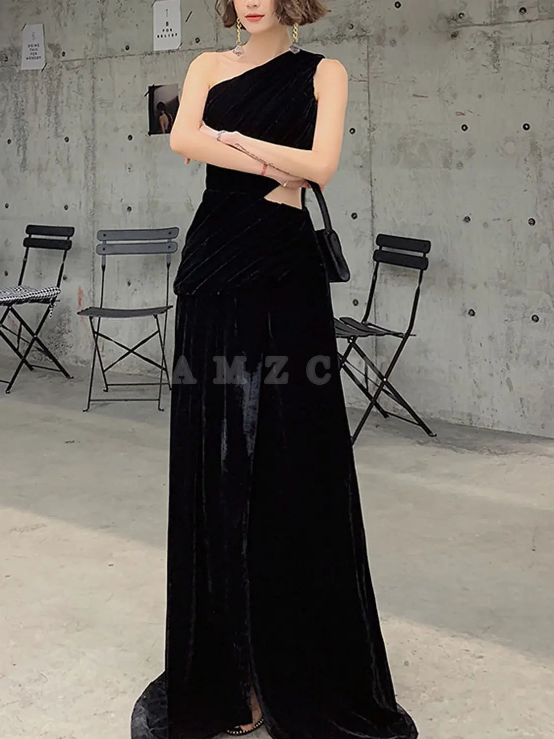 Vestido de fiesta largo de terciopelo negro Amzcw, vestido de noche de terciopelo negro, tiendas de vestidos de fiesta
