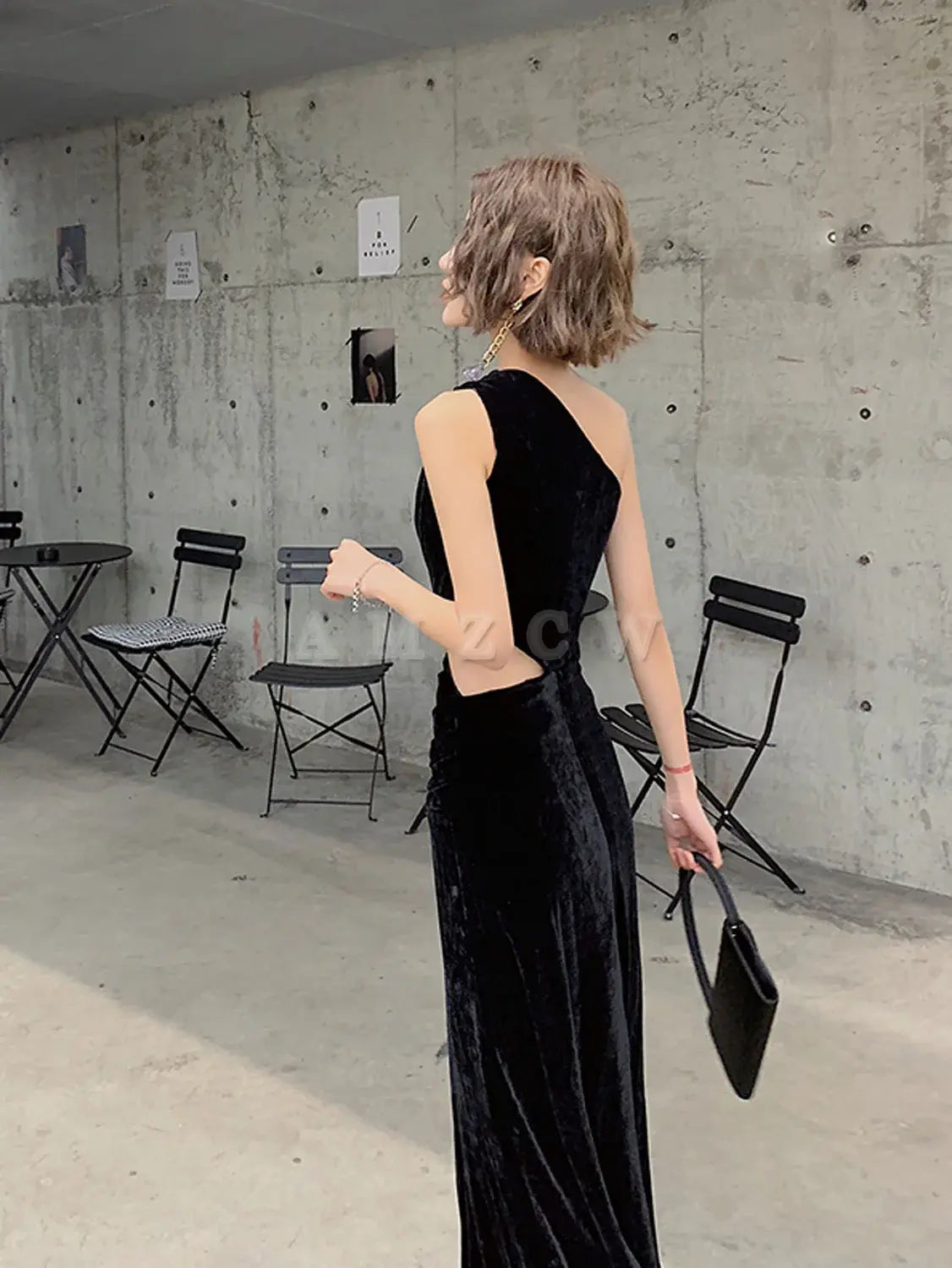 Vestido de fiesta largo de terciopelo negro Amzcw, vestido de noche de terciopelo negro, tiendas de vestidos de fiesta