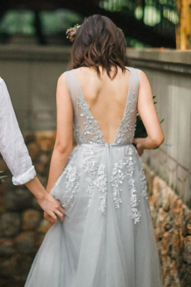 Vestidos de fiesta con escote en V, sin mangas, con cremallera y apliques