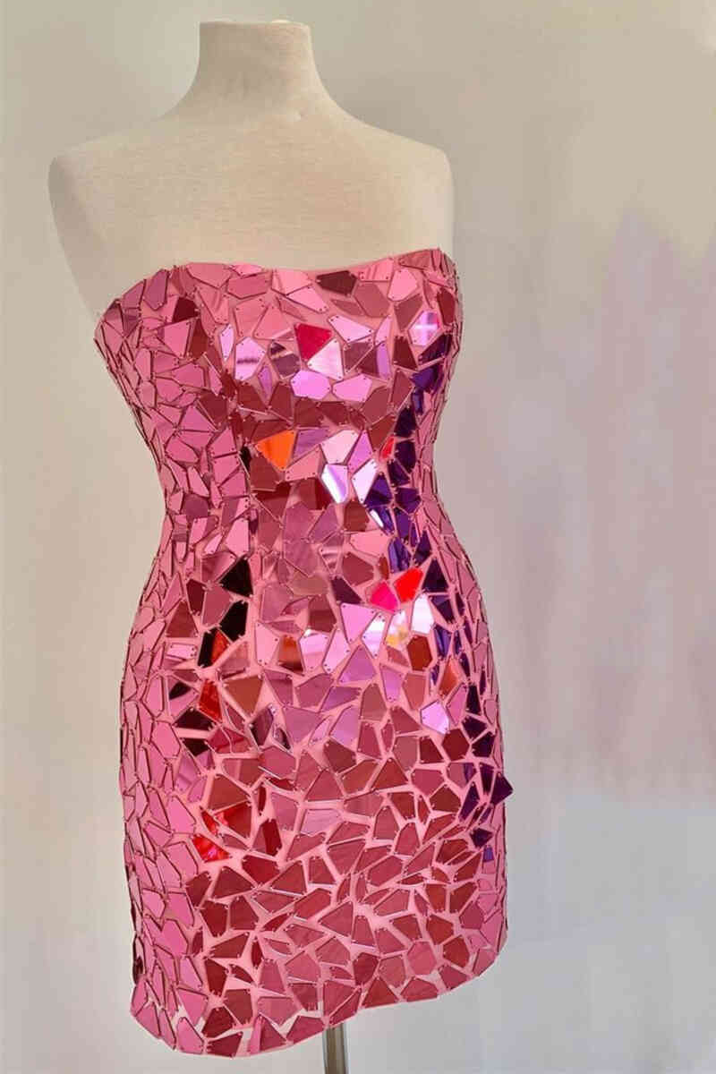 Vestidos de fiesta ajustados con lentejuelas, sin tirantes y con cordones