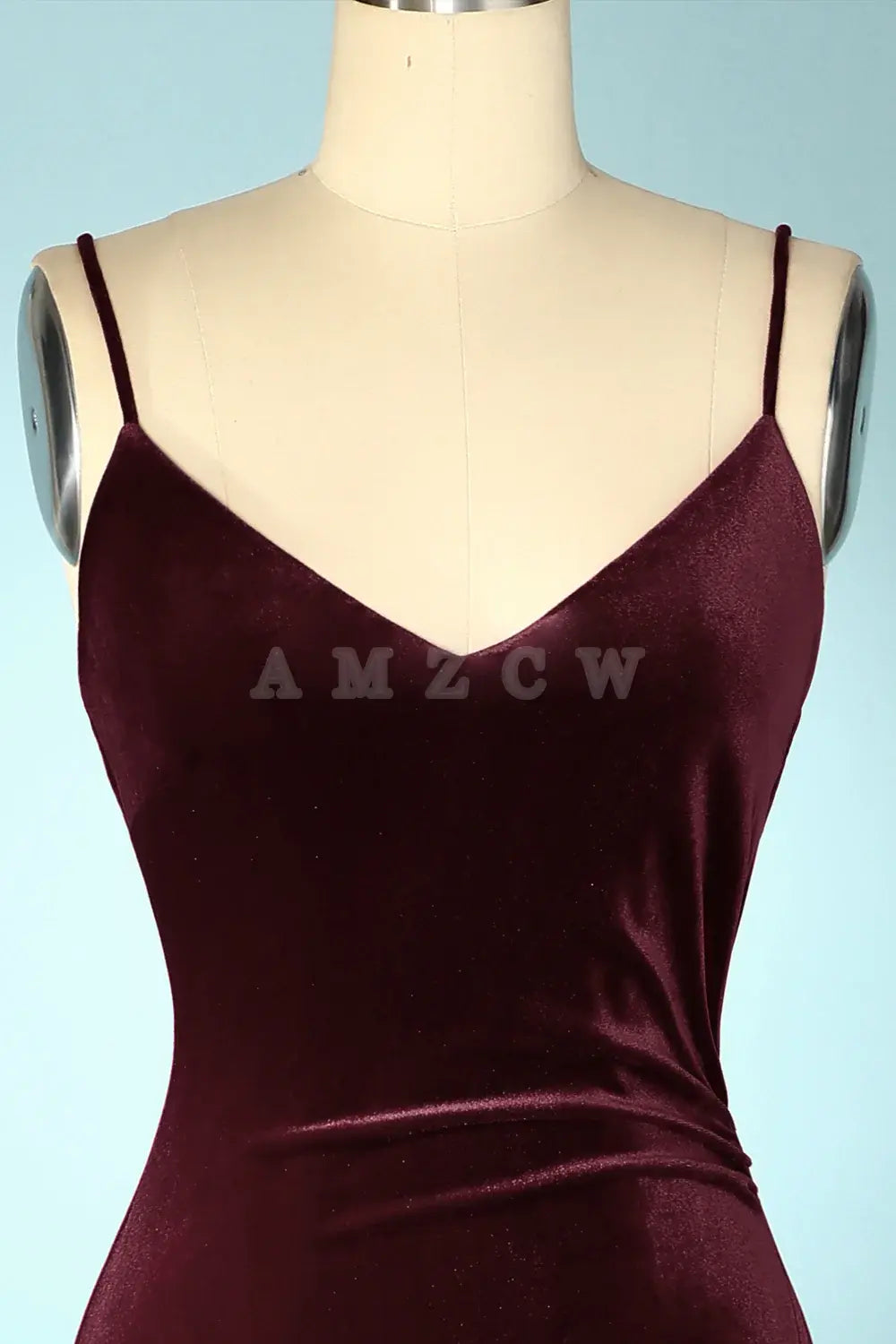 Amzcw Burgundy Velvet Evening Prom Dress Mermaid Backless Long Prom Dress gowns evening dresses prom dresses shops