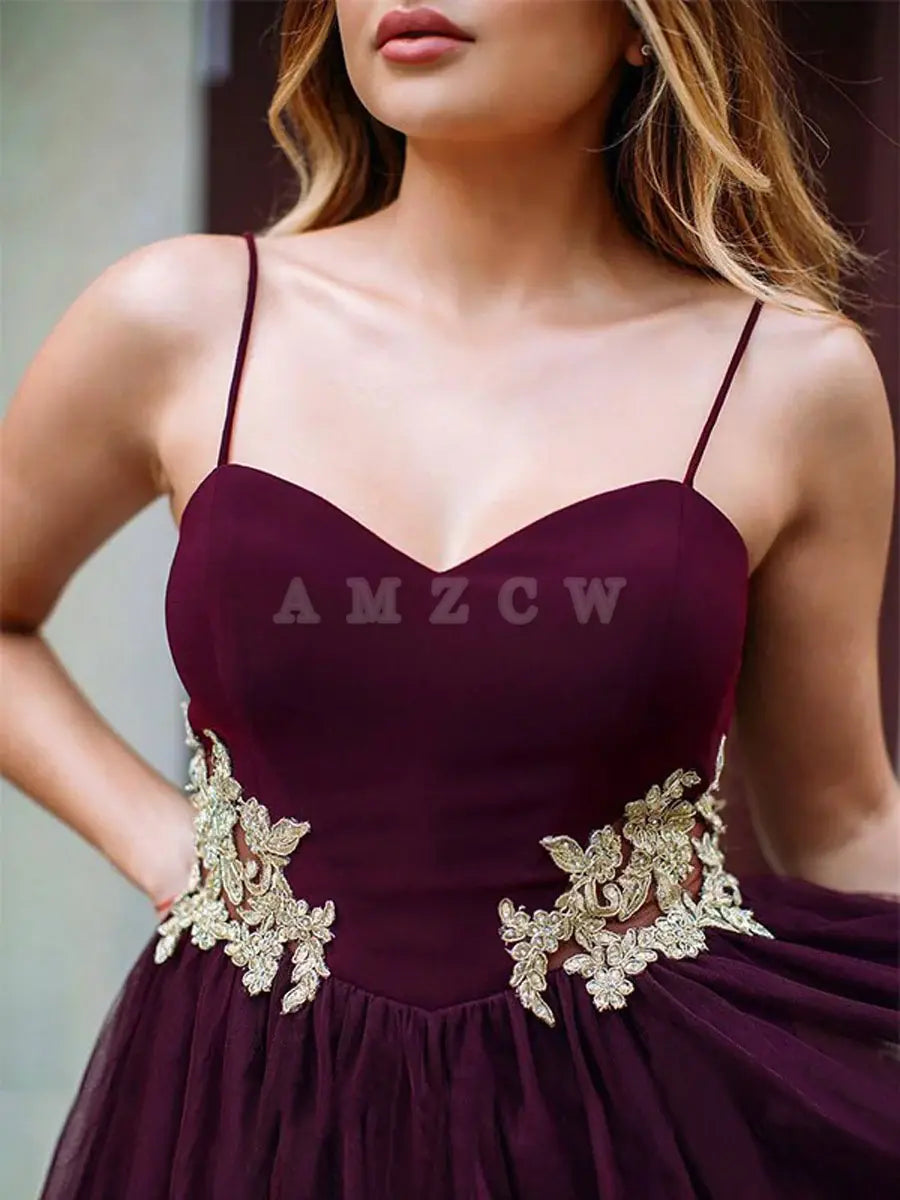 Amzcw Burgundy sweetheart tulle short prom dress burgundy homecoming dress formal wear dresses