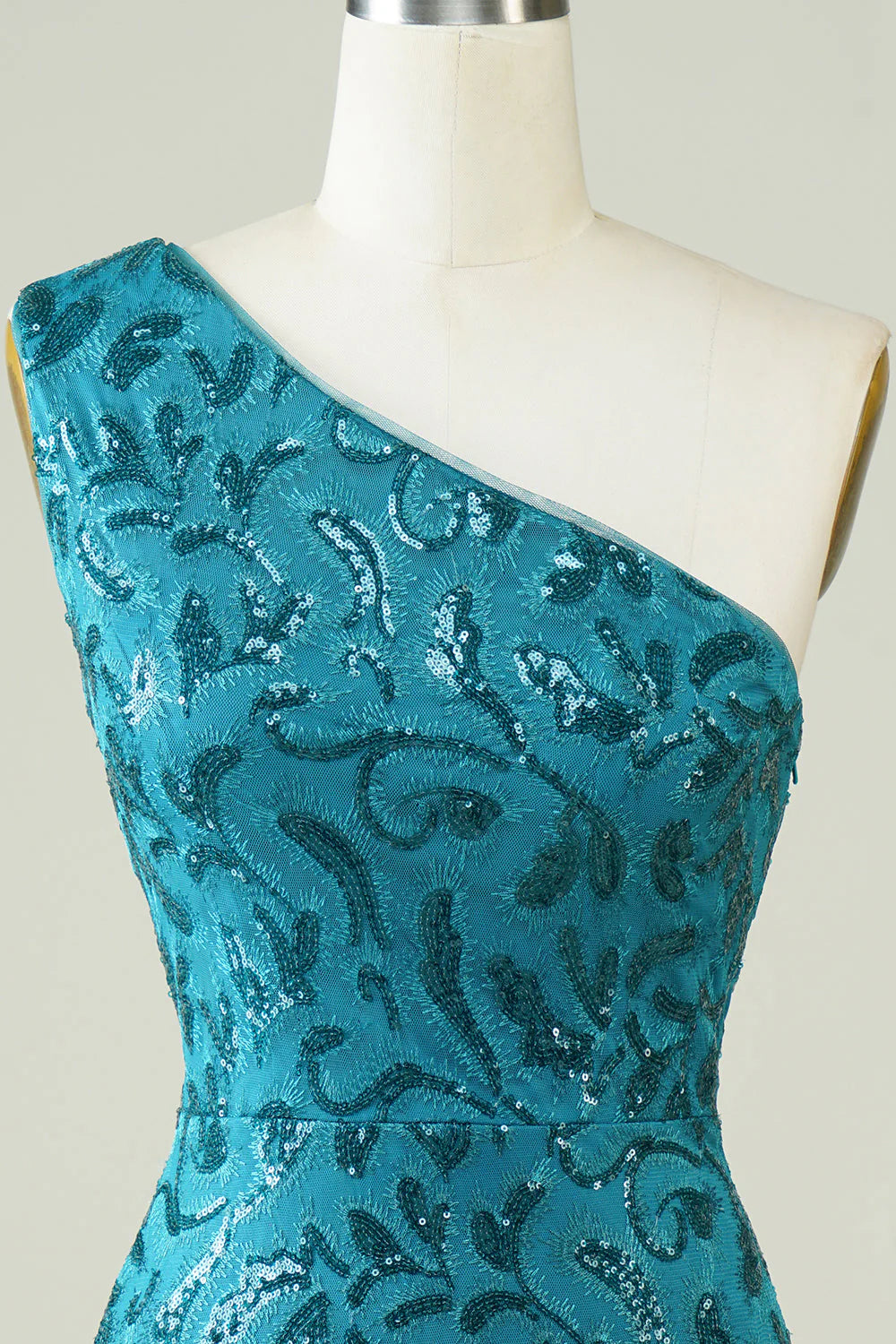 Amzcw Blue One Shoulder Tight Homecoming Dress with Back Hollow-out