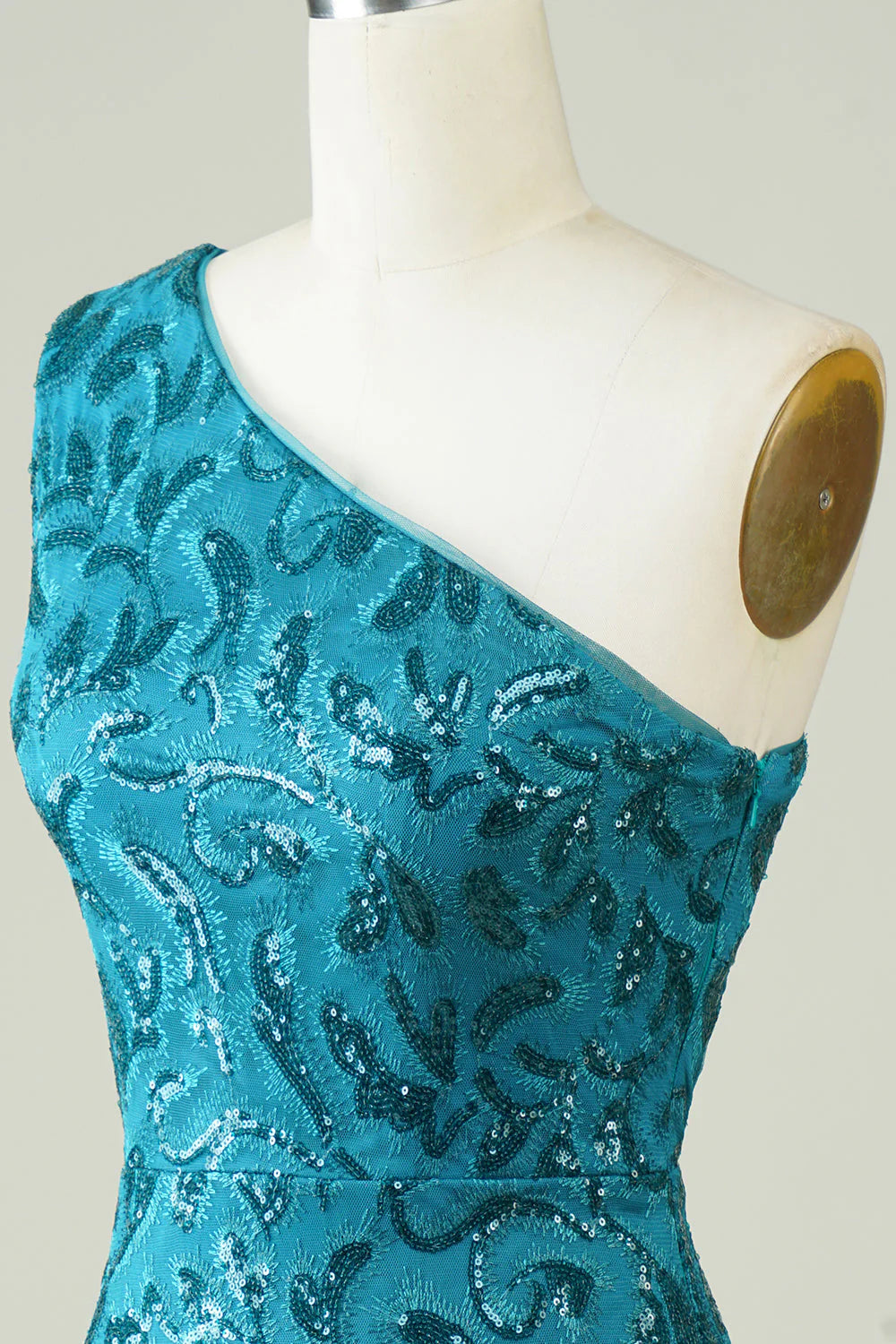 Amzcw Blue One Shoulder Tight Homecoming Dress with Back Hollow-out