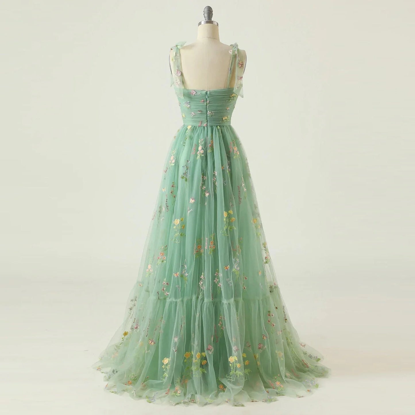 Vestido de fiesta con tirantes finos, corte A, largo, de noche, con apliques