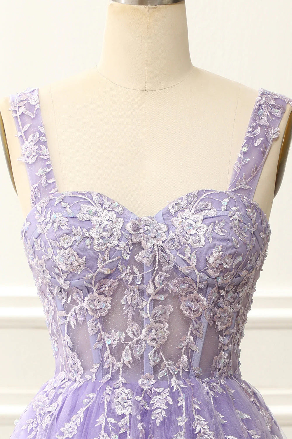 Vestido de cóctel corto con escote en V y cordones, con apliques, para regreso a casa