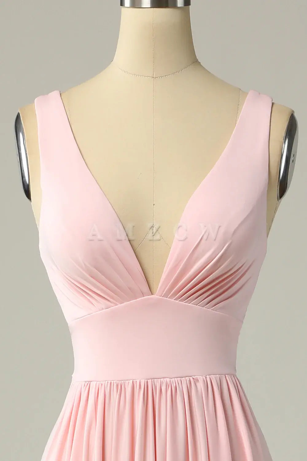 Amzcw Classic A Line V Neck Pink Long Prom Dress with Split Front gowns evening dresses prom dresses shops 