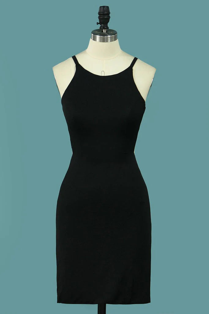 Vestidos de cóctel tubo escote redondo spandex corto/mini espalda abierta