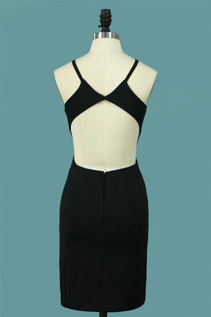Vestidos de cóctel tubo escote redondo spandex corto/mini espalda abierta