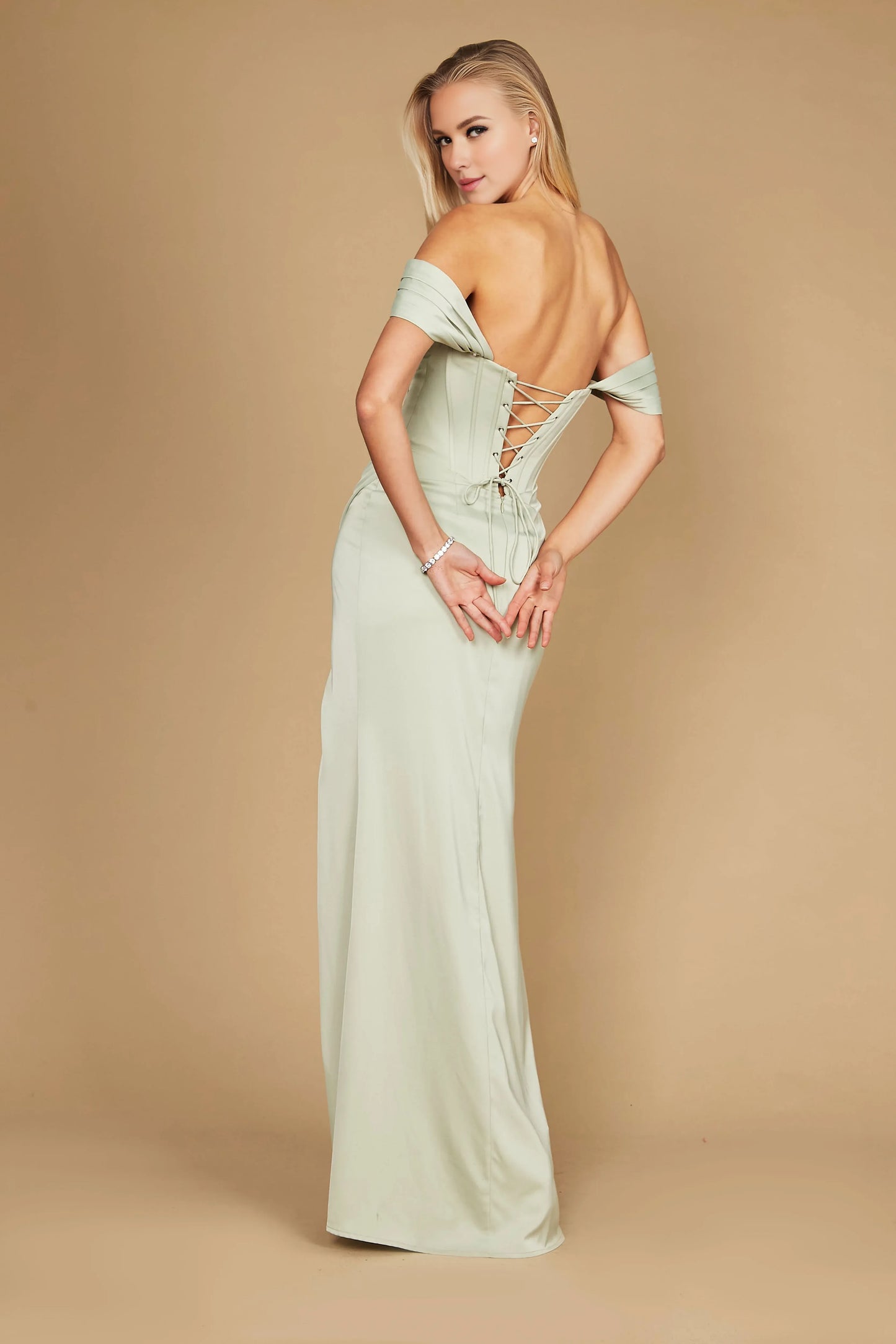 Amzcw Corset Satin Formal Evening Dress