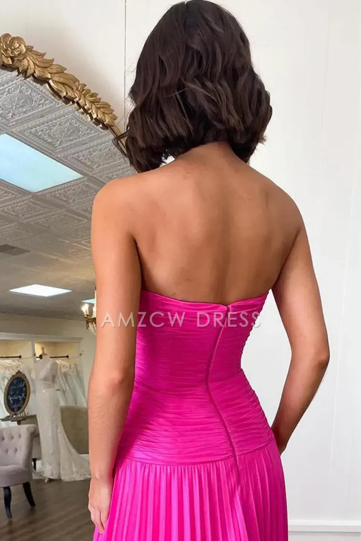 Amzcw Cute A Line Sweetheart Pink Pleated Chiffon Short Homecoimg Dresses formal wear dresses