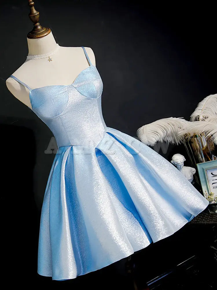 Amzcw Cute blue sweetheart neck short prom dress blue homecoming dress prom dresses shops 