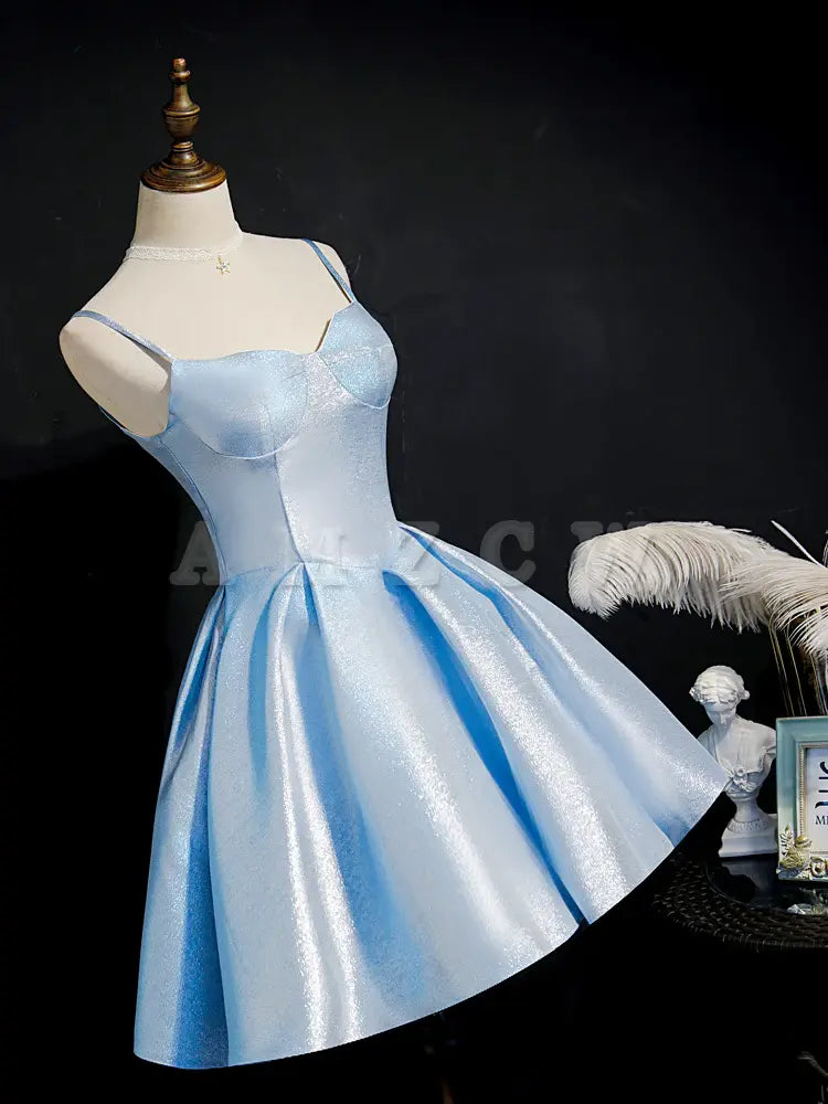 Amzcw Cute blue sweetheart neck short prom dress blue homecoming dress prom dresses shops 