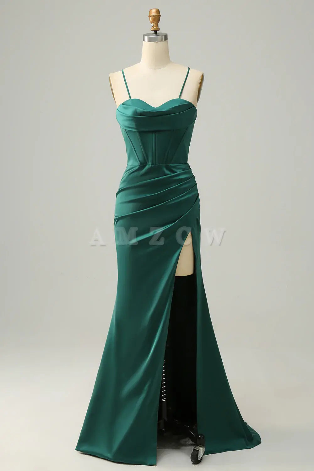 Amzcw Dark Green Spaghetti Straps Mermaid Prom Dress gowns evening dresses prom dresses shops