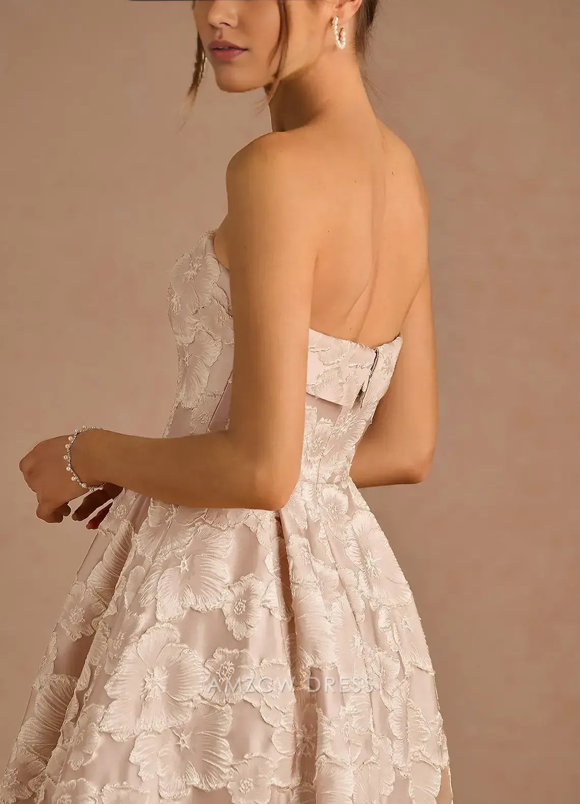 Elegant A-Line Off the Shoulder Sleeveless Back Zip Ankle-Length Floral Lace Prom Dress