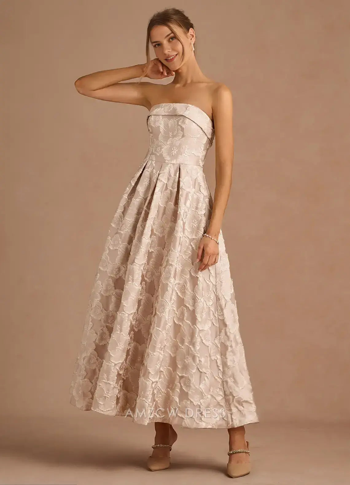 Elegant A-Line Off the Shoulder Sleeveless Back Zip Ankle-Length Floral Lace Prom Dress