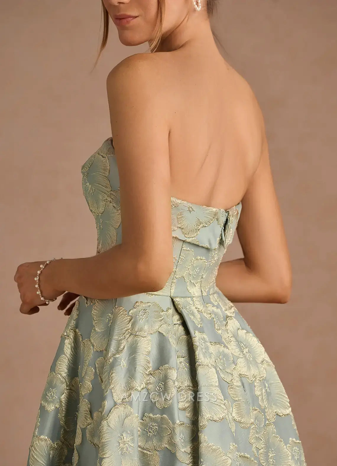 Elegant A-Line Off the Shoulder Sleeveless Back Zip Ankle-Length Floral Lace Prom Dress