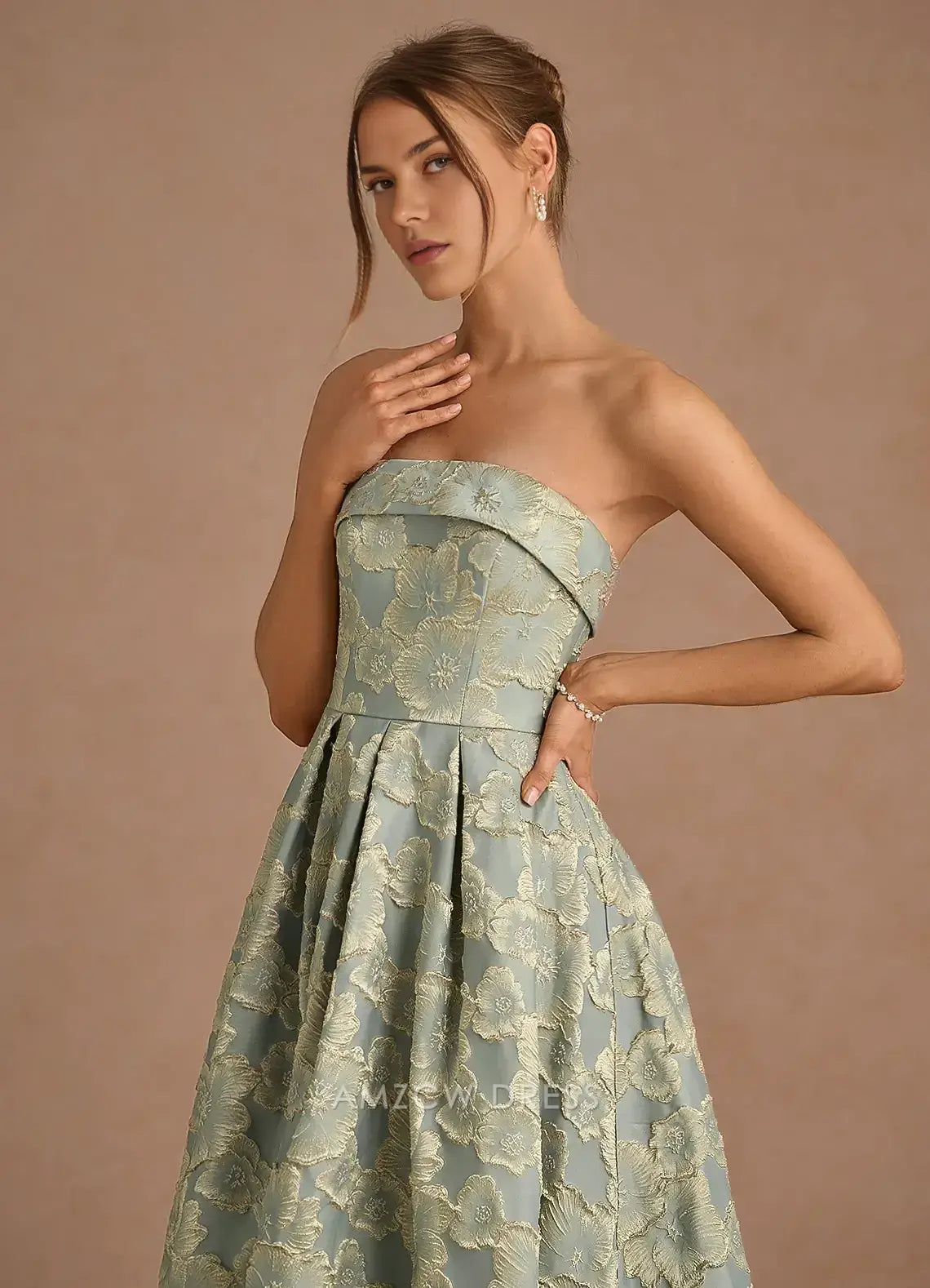 Elegant A-Line Off the Shoulder Sleeveless Back Zip Ankle-Length Floral Lace Prom Dress