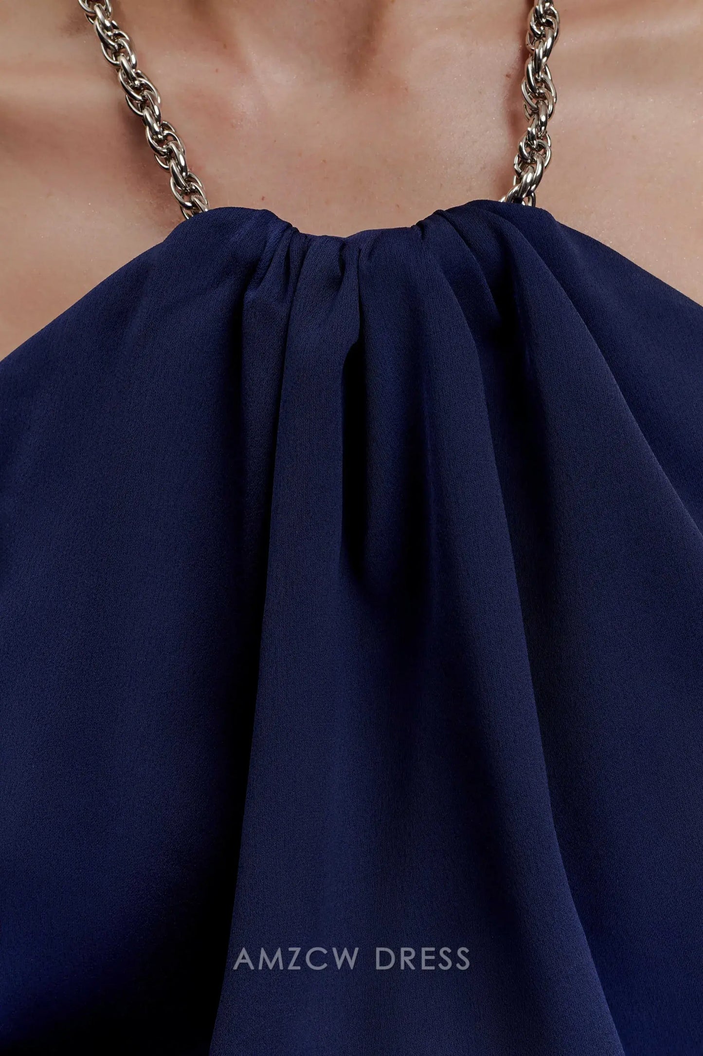 Elegant Chain Halter Neck Open Back Maxi Dress with Back Slit Prom Dress