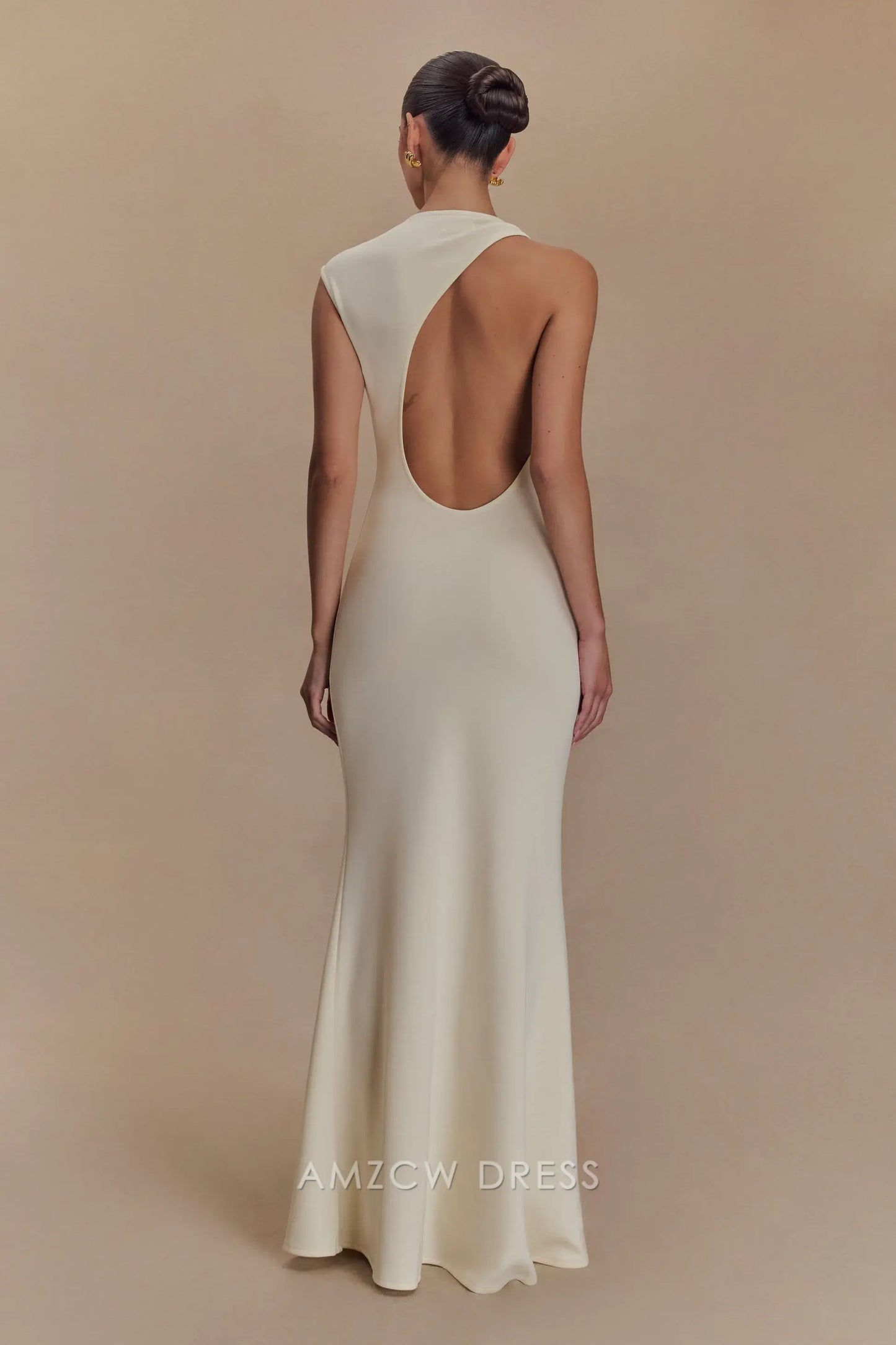 Fashion Mermaid/Trumpet High Neck Sleeveless Backless Floor-Length prom dress