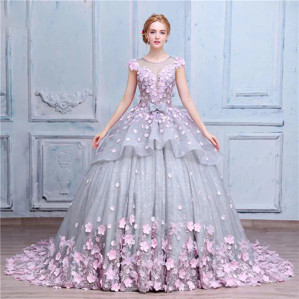 Floral Ball Gown Off the Shoulder Layered Custom Made Quinceanera Dress Wedding Dress