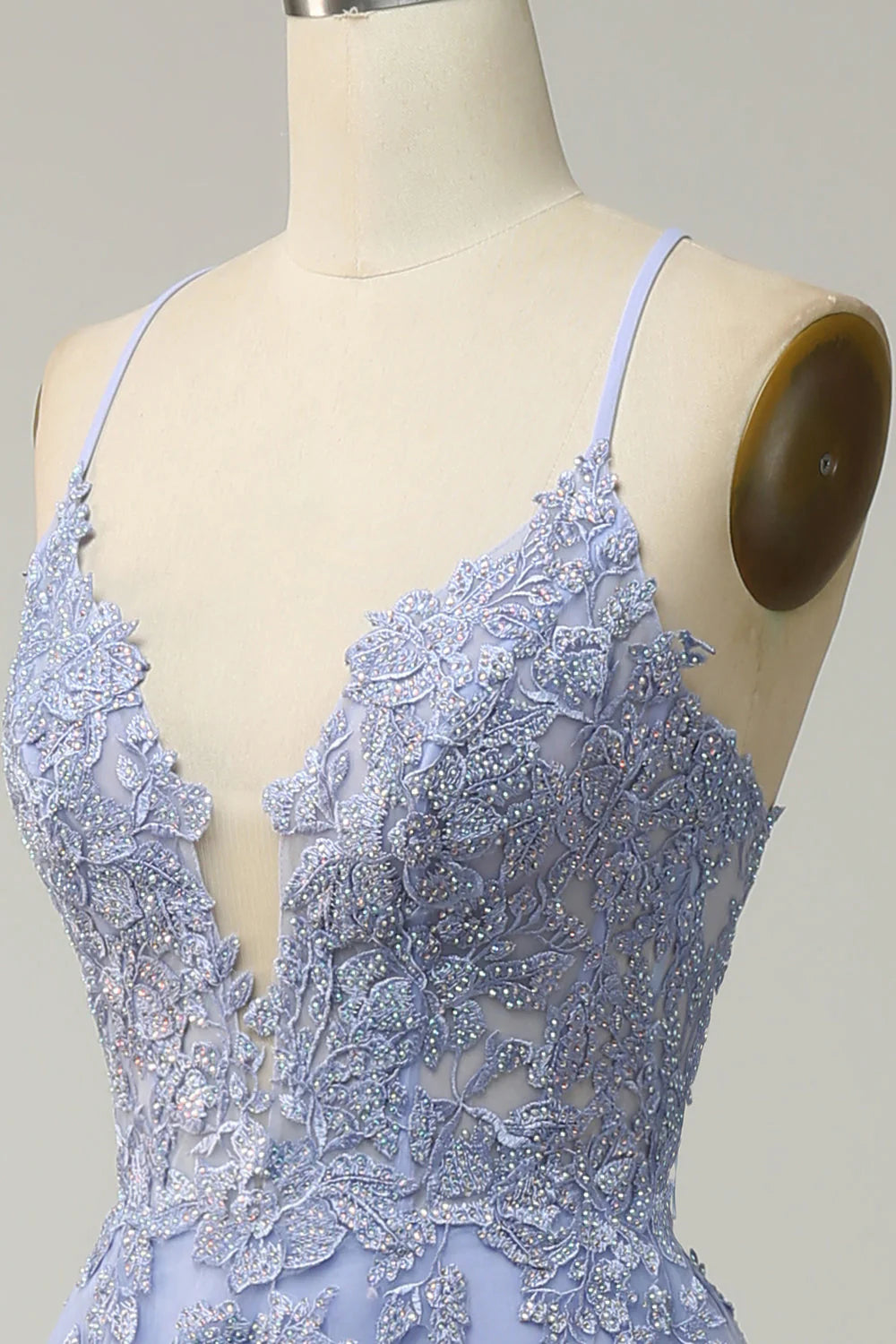 Amzcw A Line Light Purple Long Prom Dress with Criss Cross Back