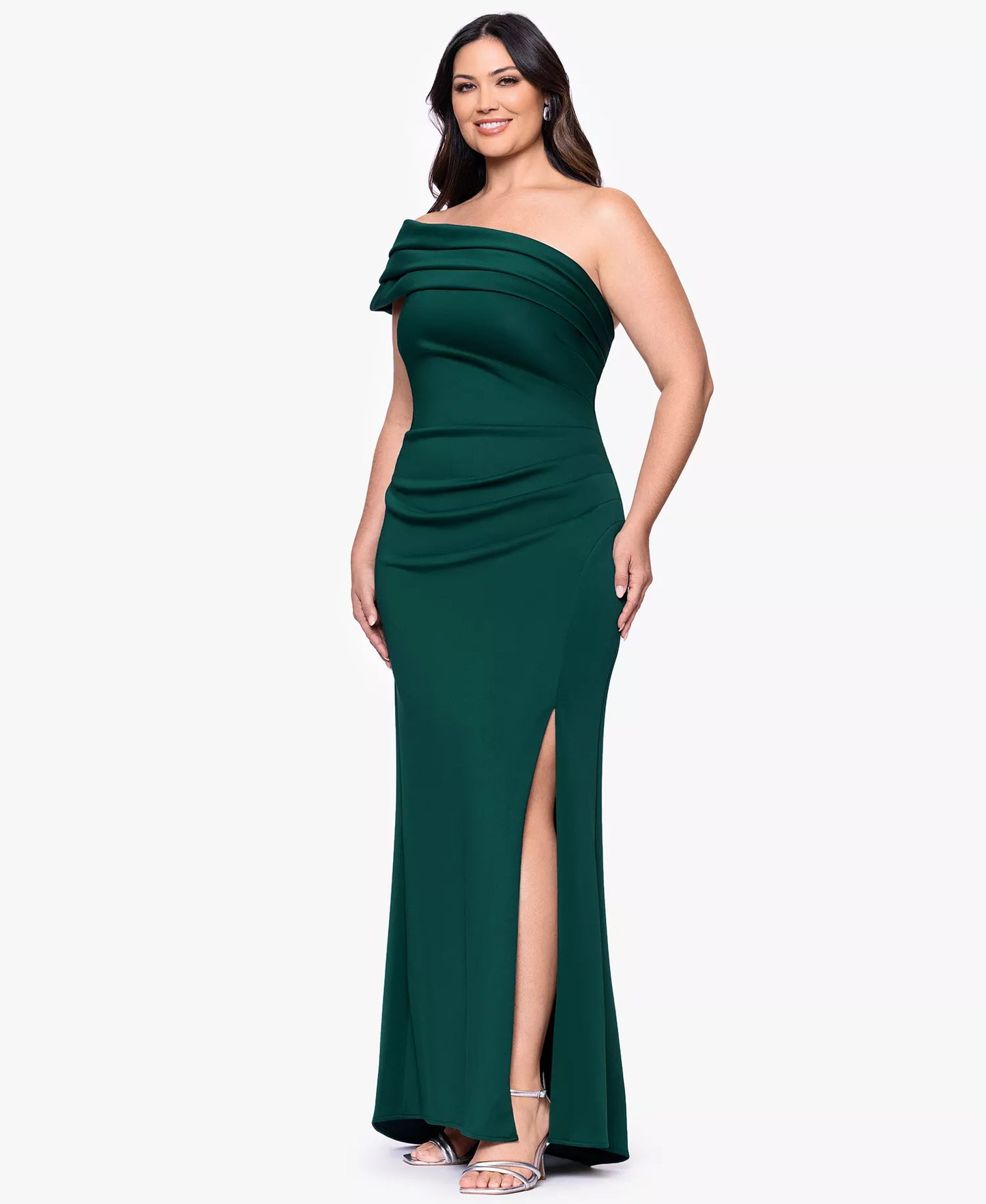 Glamorous Mermaid One-Shoulder Sleeveless Open-Back Floor-Length Plus Size Dresses