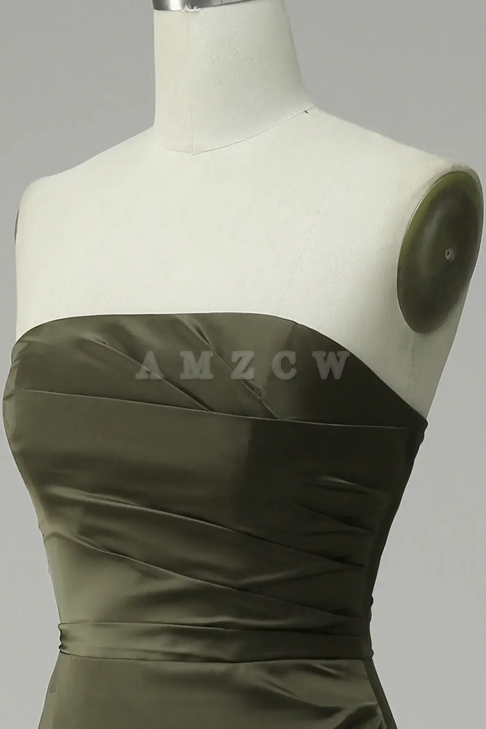 Amzcw Green Strapless Satin Mermaid Prom Dress with Slit gowns evening dresses prom dresses shops