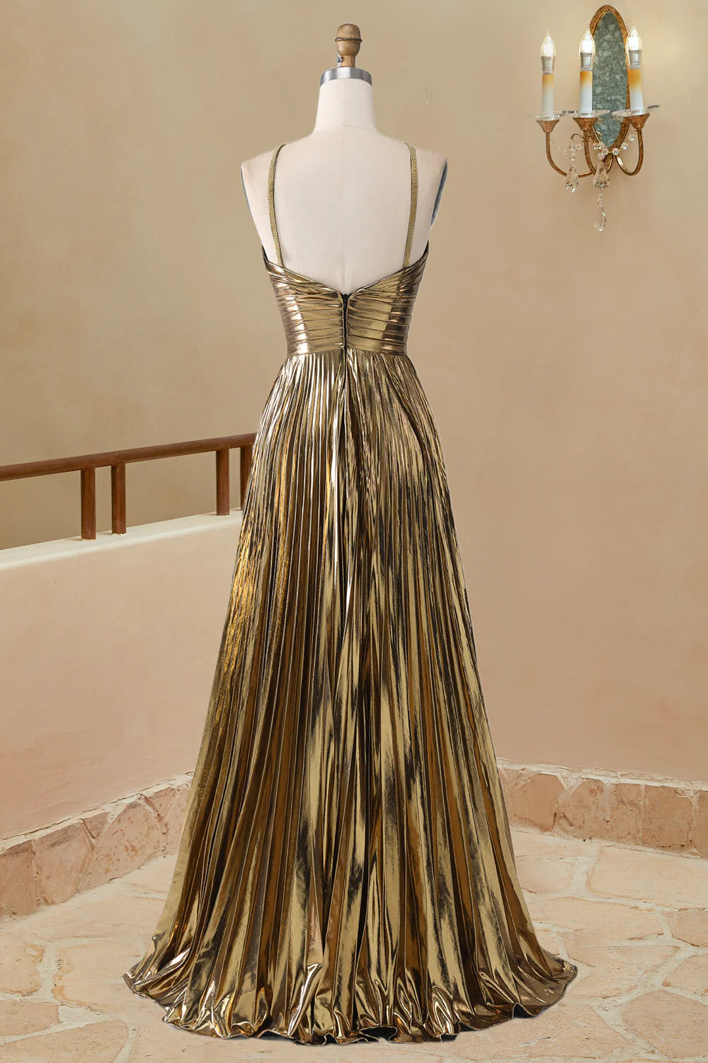 Vestido de fiesta de satén sin mangas con cuello halter, corte A, sencillo, largo y formal