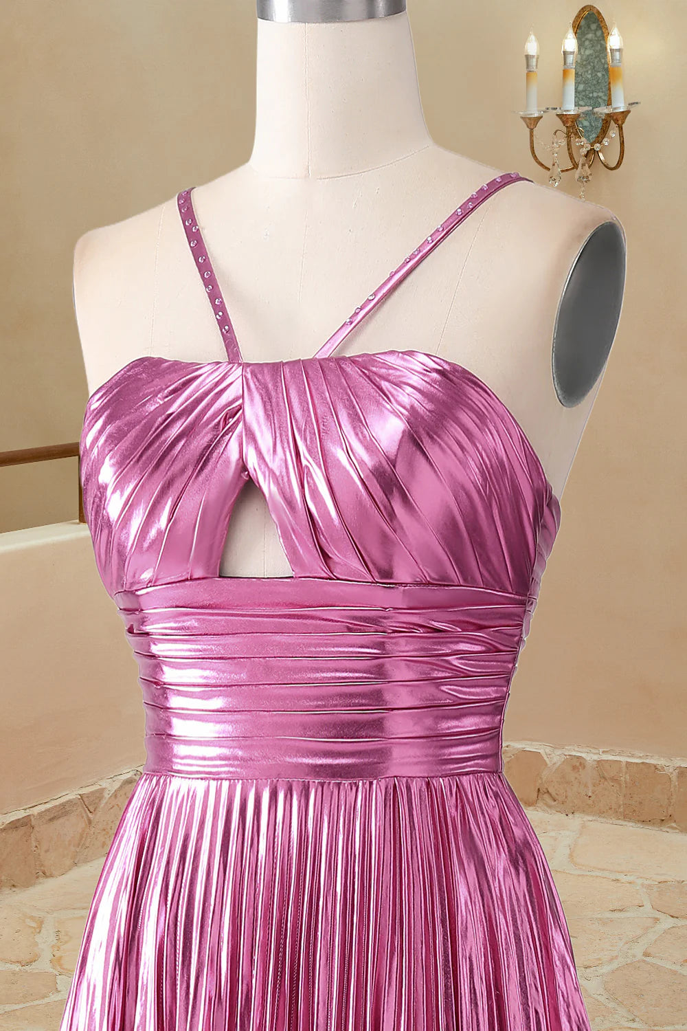 Vestido de fiesta de satén sin mangas con cuello halter, corte A, sencillo, largo y formal