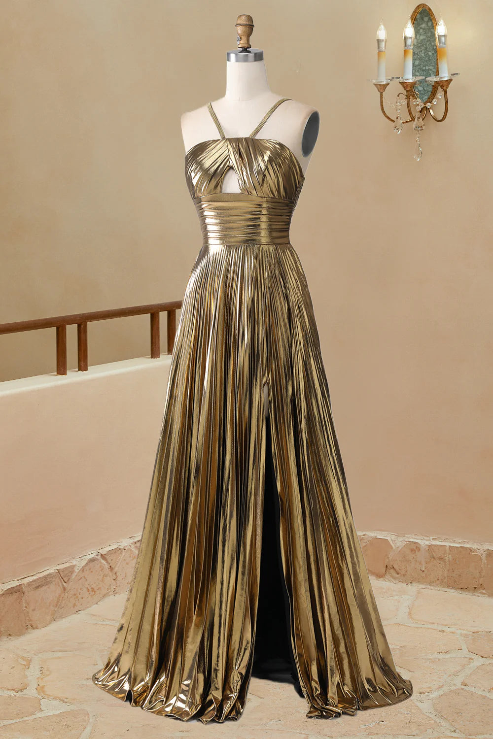 Vestido de fiesta de satén sin mangas con cuello halter, corte A, sencillo, largo y formal
