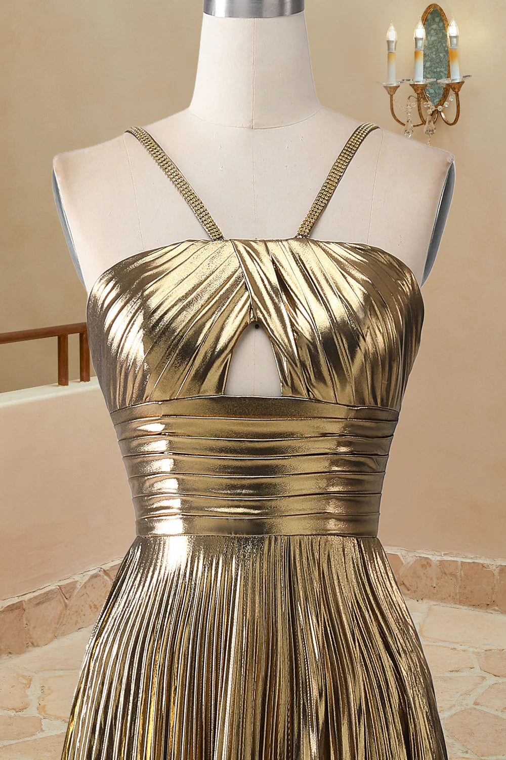 Vestido de fiesta de satén sin mangas con cuello halter, corte A, sencillo, largo y formal