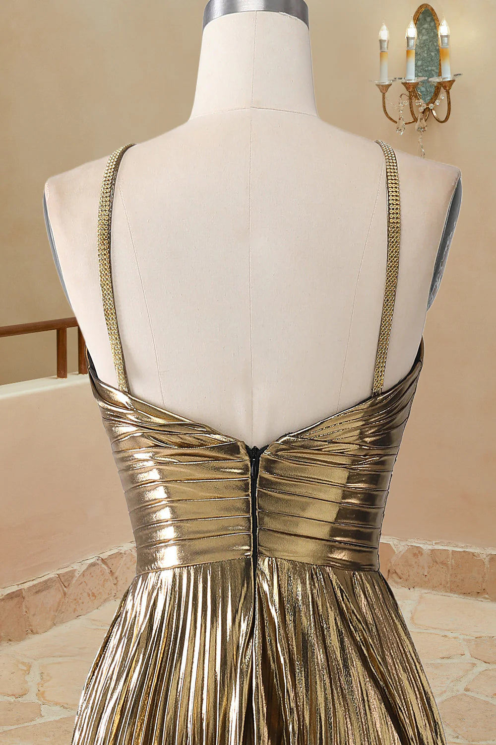Vestido de fiesta de satén sin mangas con cuello halter, corte A, sencillo, largo y formal