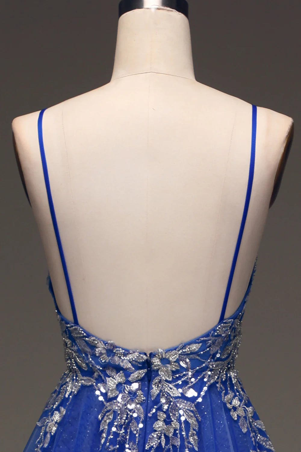 Amzcw A-Line Sequins Royal Blue Prom Dress with Appliques