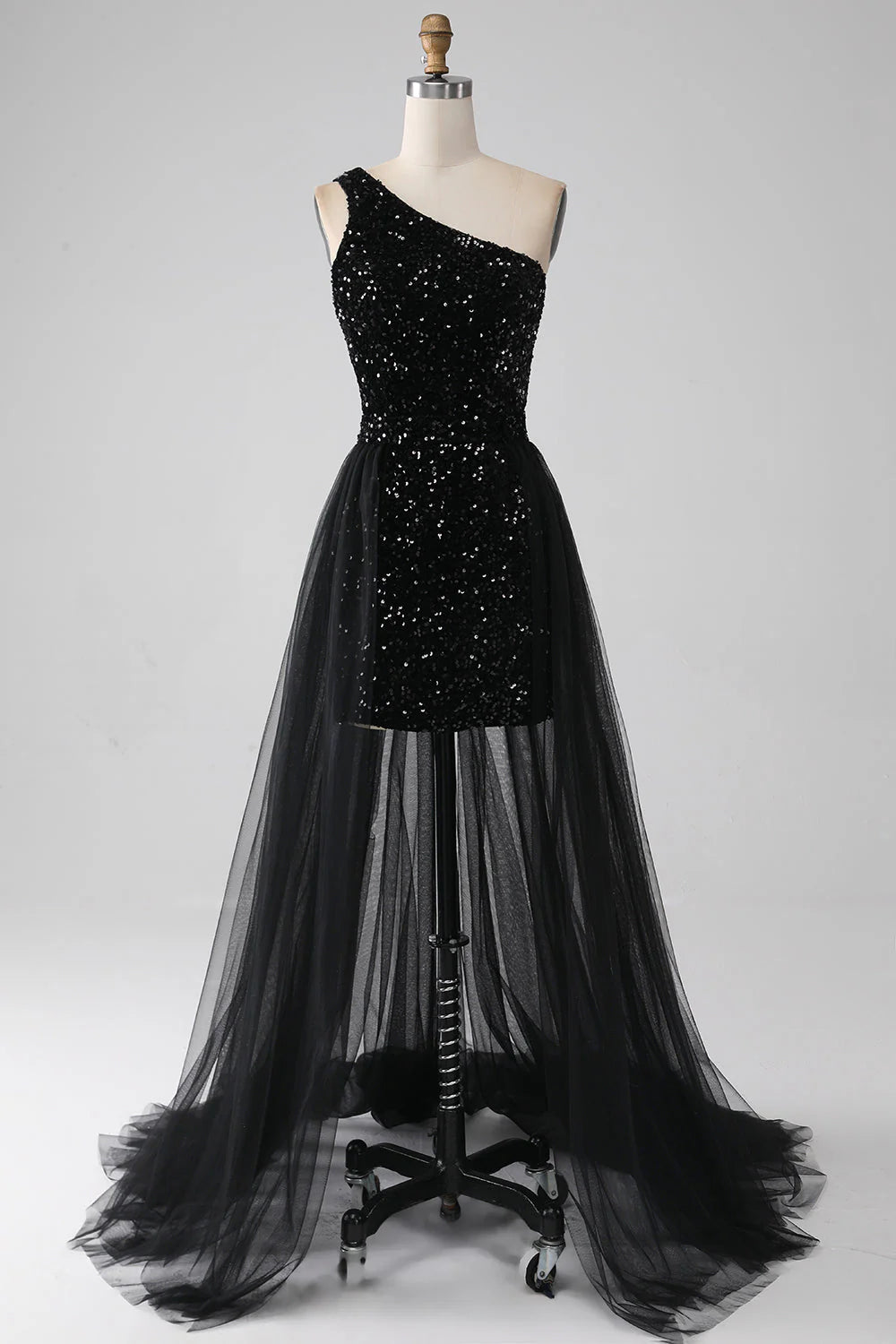 sparkly black dress prom Amzcw Sparkly Black A-Line One Shoulder Sequins Long Prom Dress prom d –  Amzcw Dress