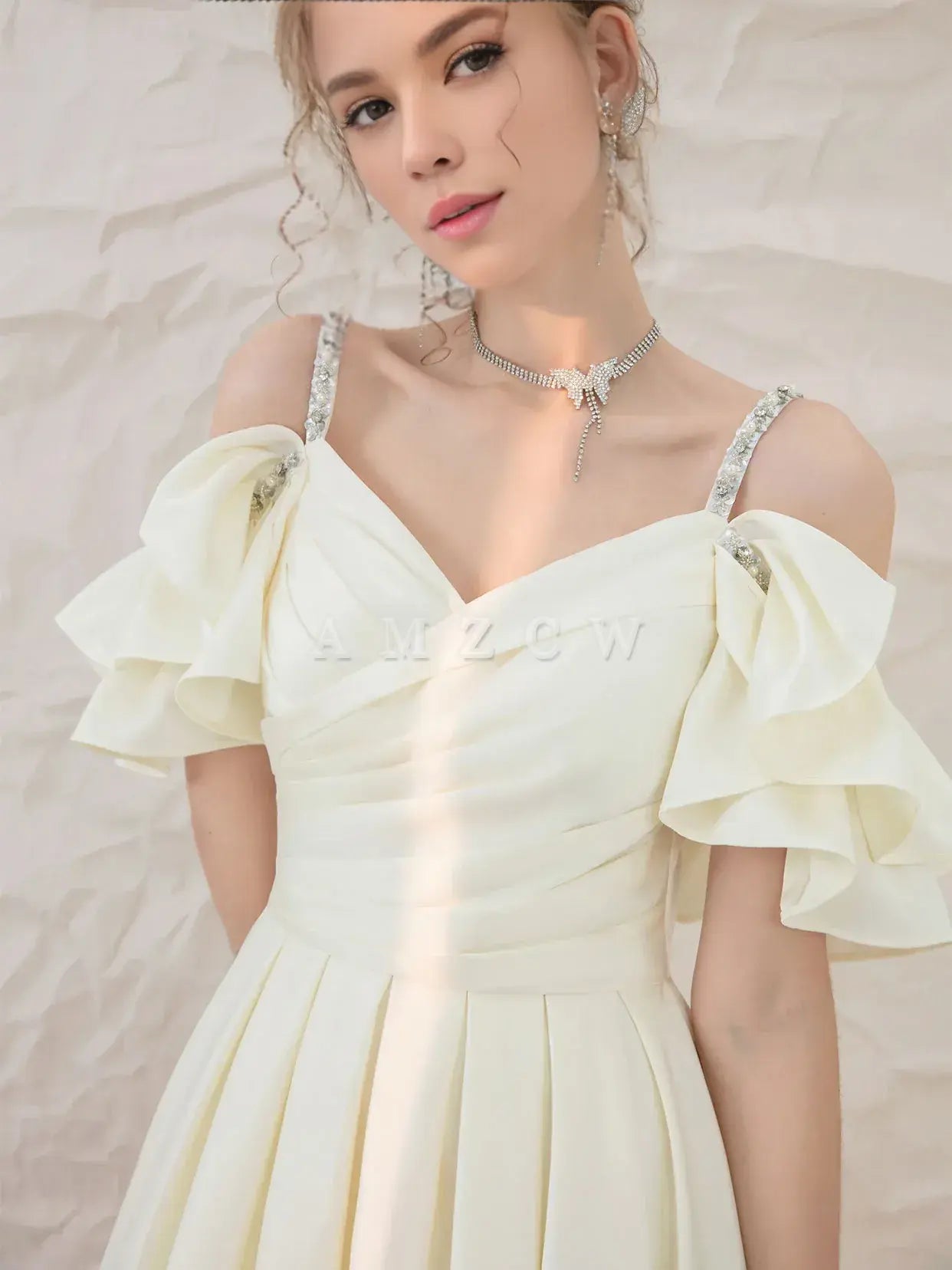 Amzcw Light yellow satin short prom dress yellow bridesmaid dress prom dresses shops