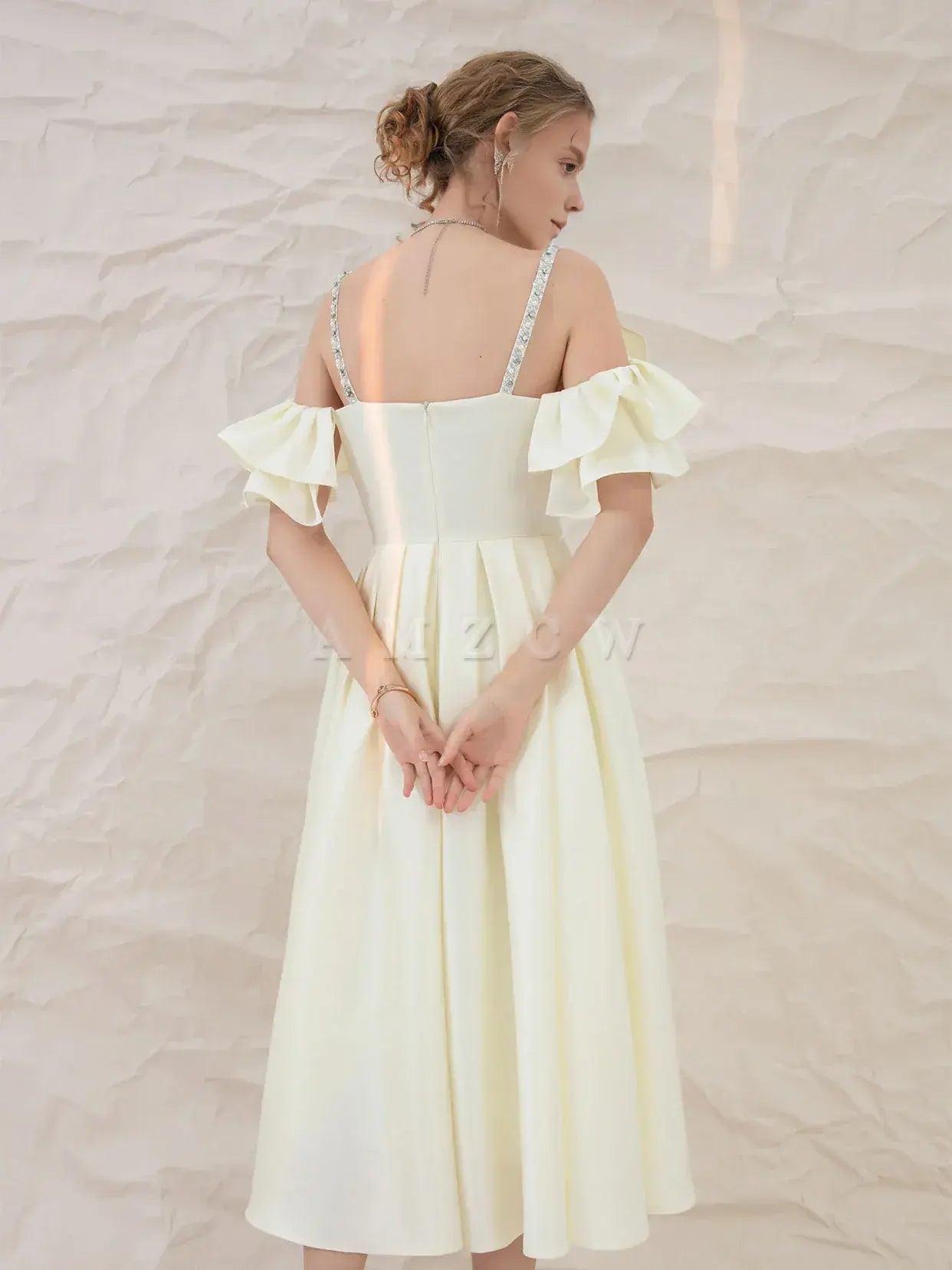 Amzcw Light yellow satin short prom dress yellow bridesmaid dress prom dresses shops