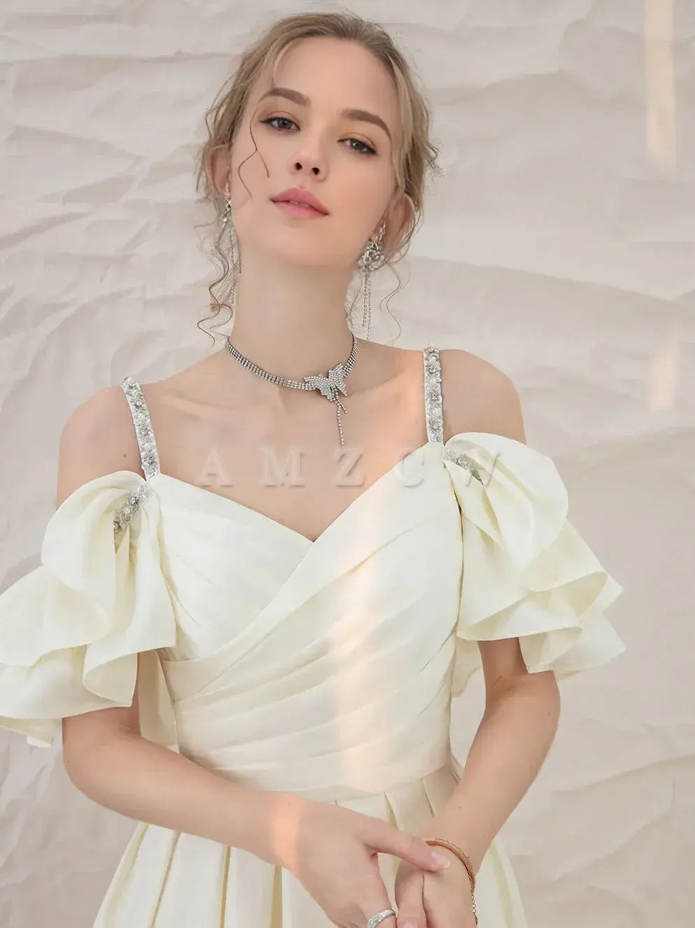 Amzcw Light yellow satin short prom dress yellow bridesmaid dress prom dresses shops