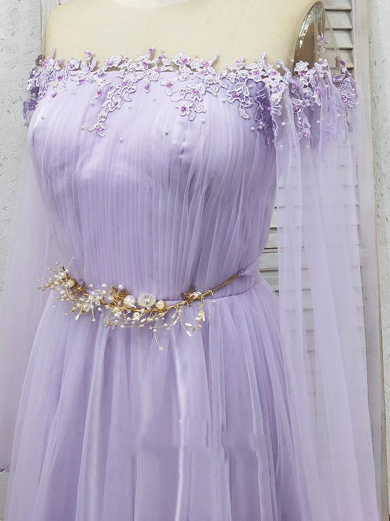 Vestidos de fiesta de tul de manga larga con abertura alta y cuentas de cristal. Vestidos de noche de moda.